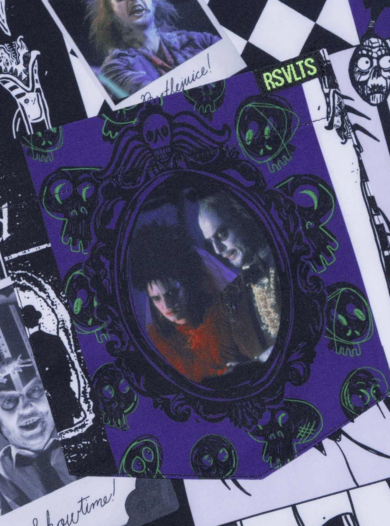 RSVLTS Beetlejuice "One Big Dark Scrapbook" Kunuflex Short Sleeve Shirt, BLACK, alternate