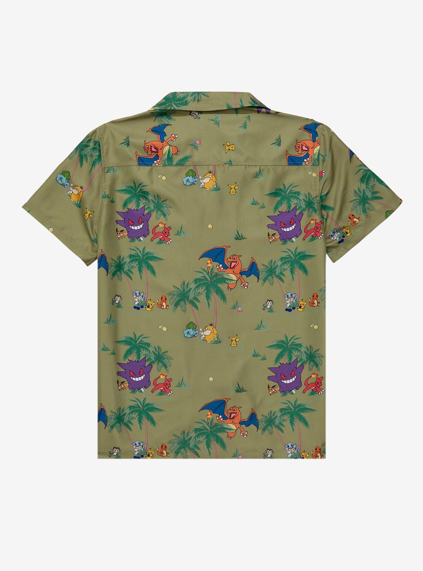 OppoSuits Pok&eacute;mon Tropical Allover Print Woven Button-Up, SAGE, alternate