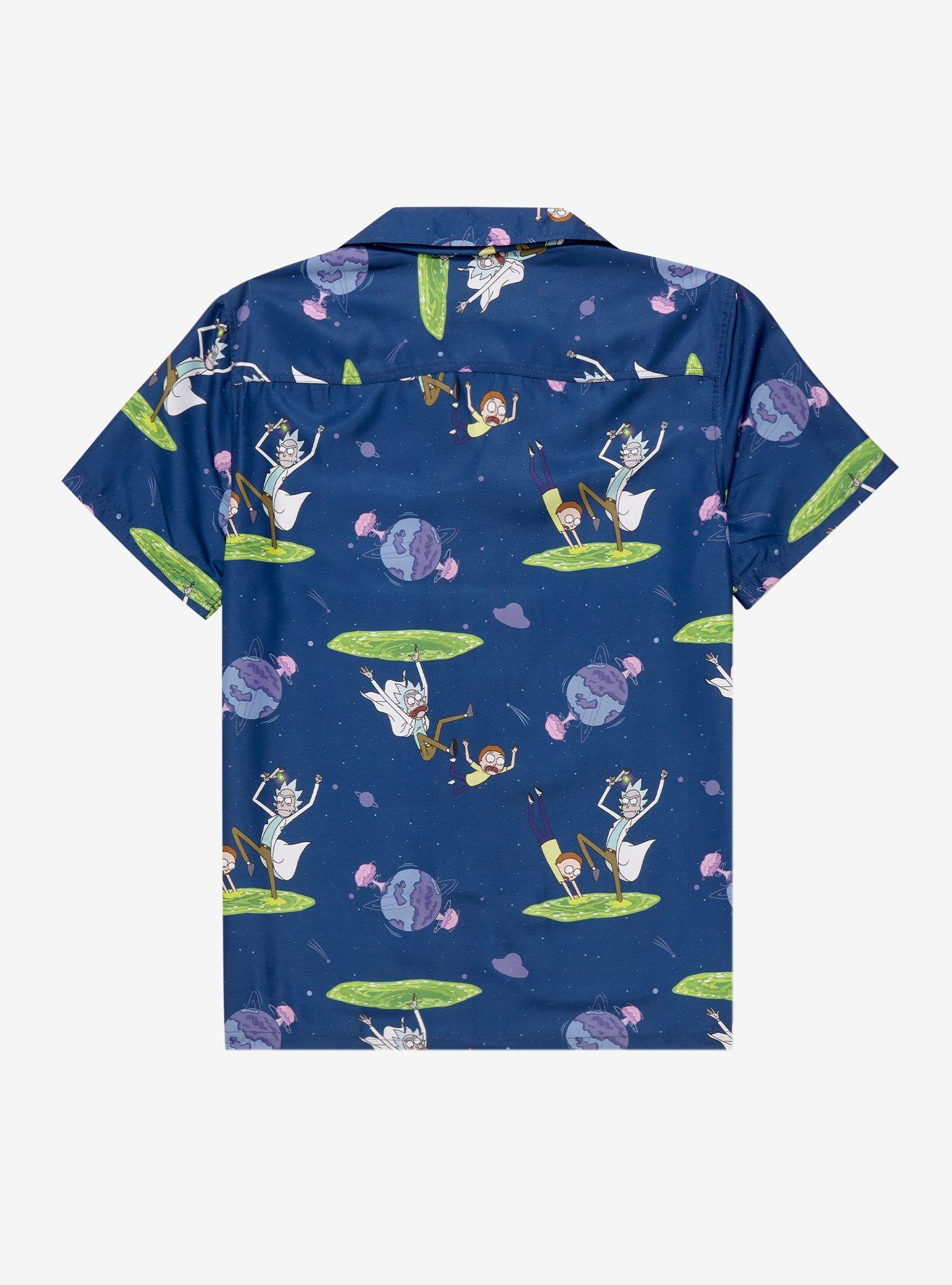 OppoSuits Rick & Morty Portal Allover Print Button-Up - BoxLunch Exclusive, NAVY, alternate