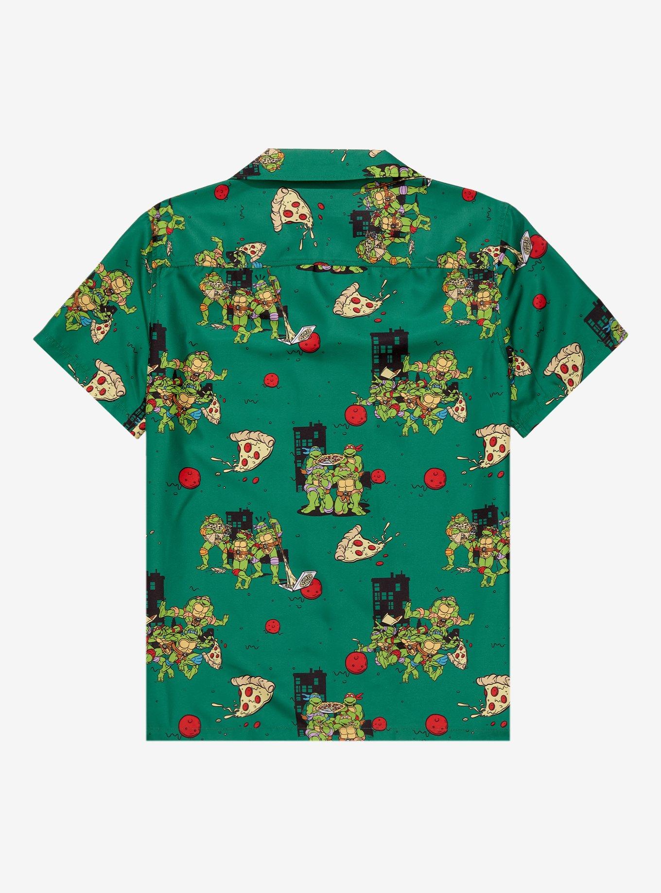 OppoSuits Teenage Mutant Ninja Turtles Pizza Allover Print Woven Button-Up - BoxLunch Exclusive, FOREST GREEN, alternate