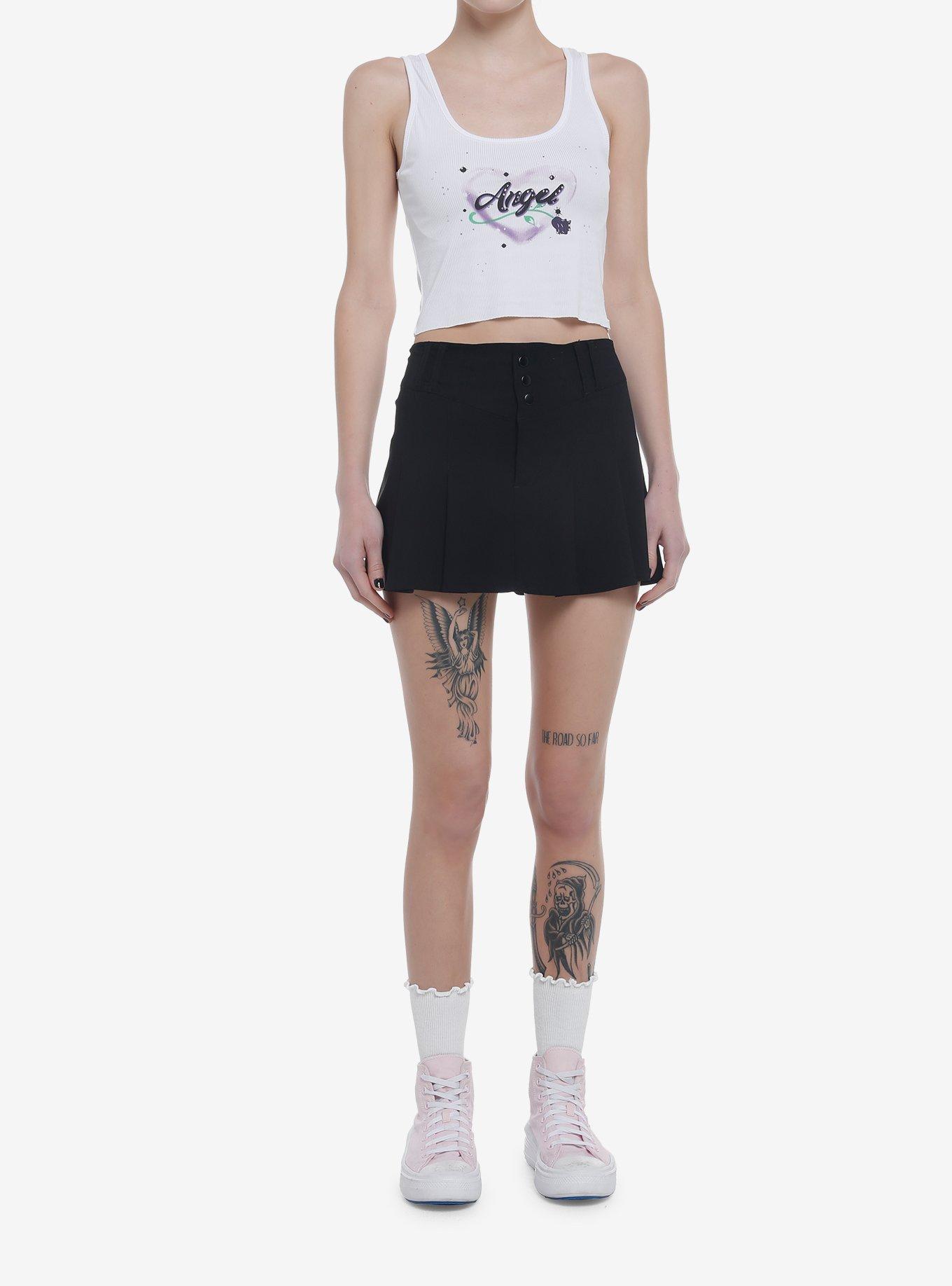 Angel Airbrush Style Ribbed Girls Tank Top, WHITE, alternate