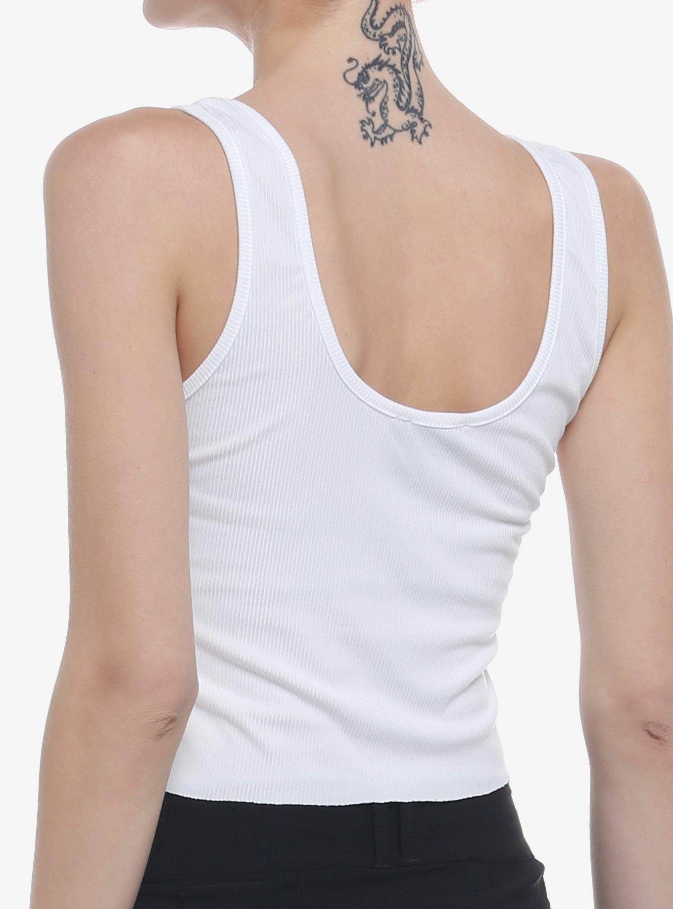 Angel Airbrush Style Ribbed Girls Tank Top, WHITE, alternate