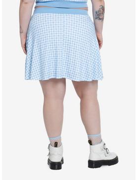 Plus Size Sweet Society Baby Blue Gingham Girls Sweater Skirt Plus Size, , hi-res