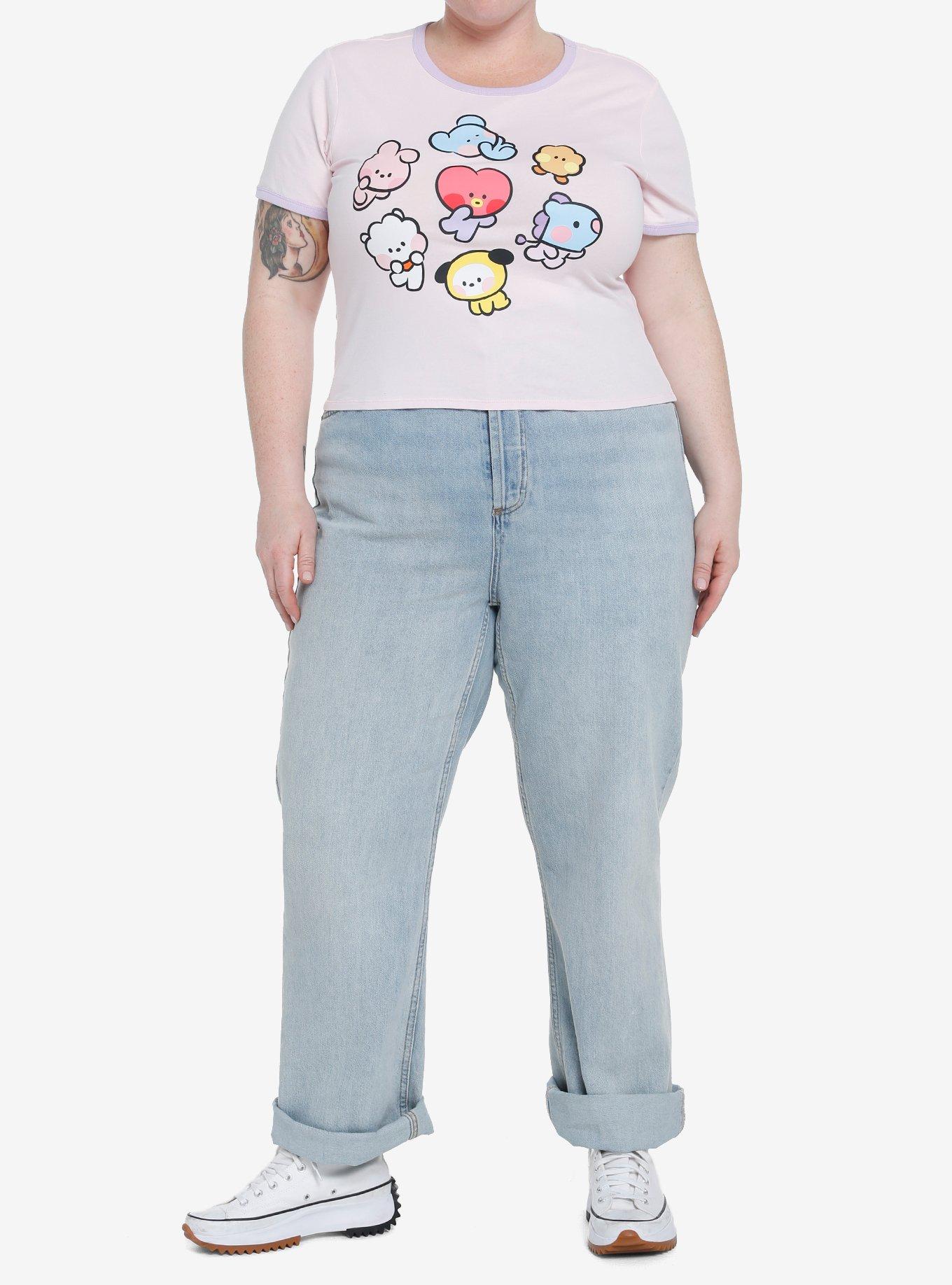 BT21 Minini Pastel Girls Ringer T-Shirt Plus Size, MULTI, alternate