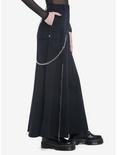 Chain Suspender Zipper Maxi Skirt, BLACK, alternate