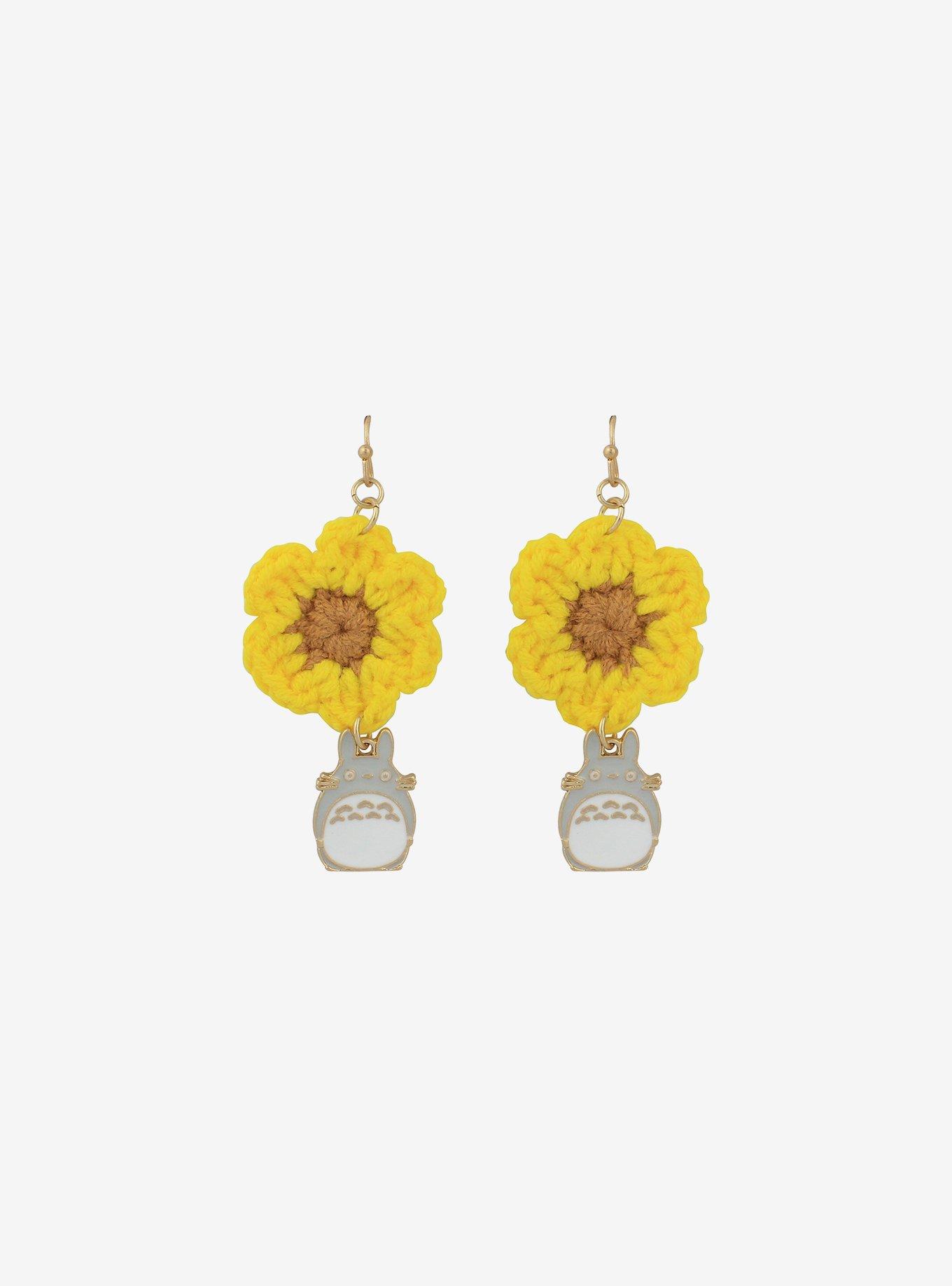 Studio Ghibli My Neighbor Totoro Crochet Flower Drop Earrings, , alternate