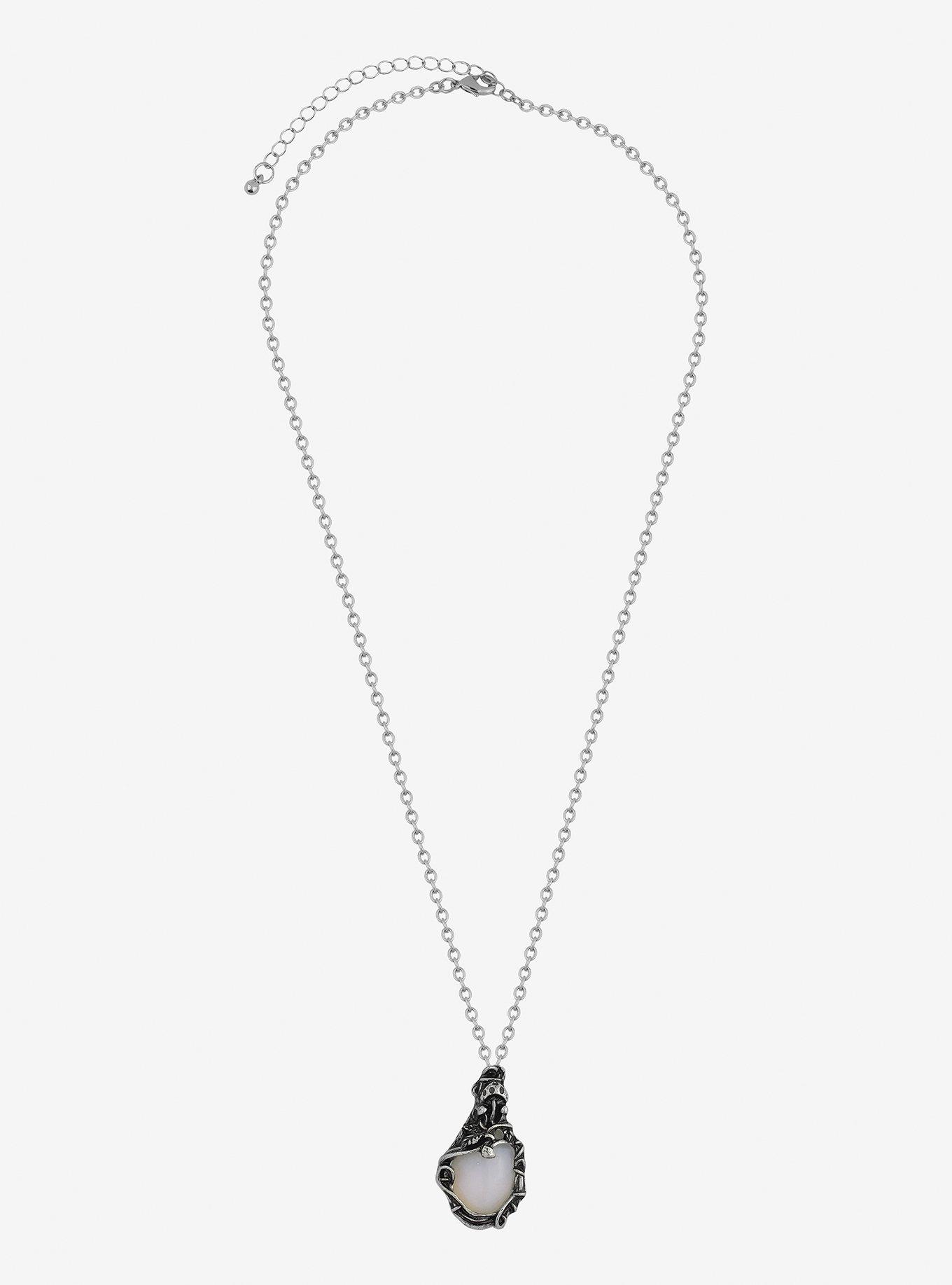 Faux Moon Stone Pendant Necklace, , alternate