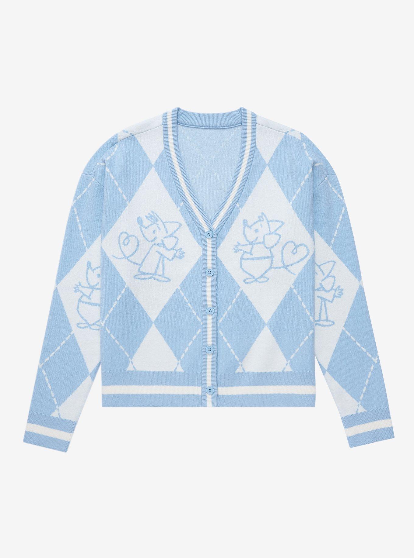 Disney Cinderella Mice Argyle Women's Cardigan - BoxLunch Exclusive, LIGHT BLUE, alternate