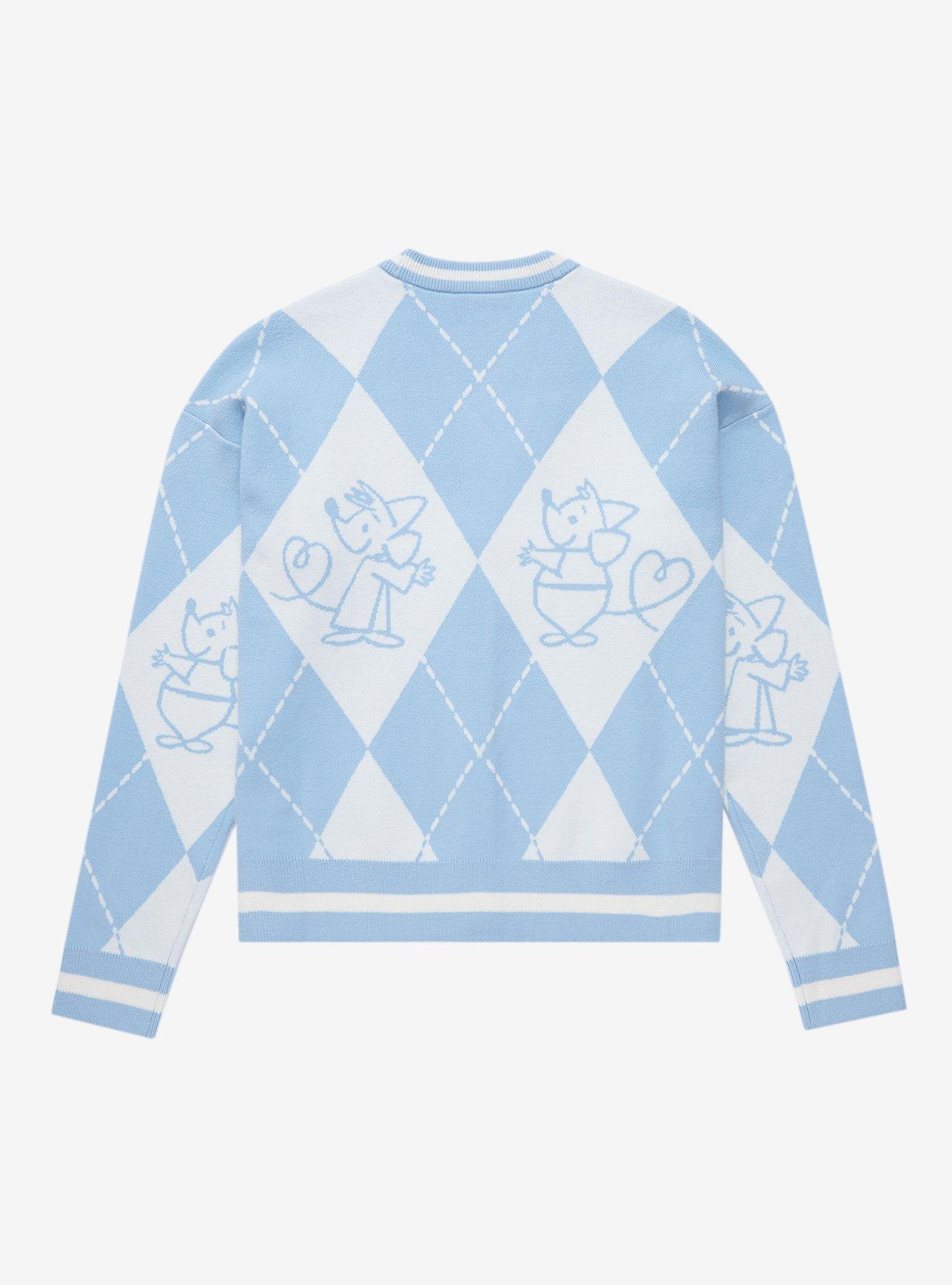 Disney Cinderella Mice Argyle Women's Cardigan - BoxLunch Exclusive, LIGHT BLUE, alternate