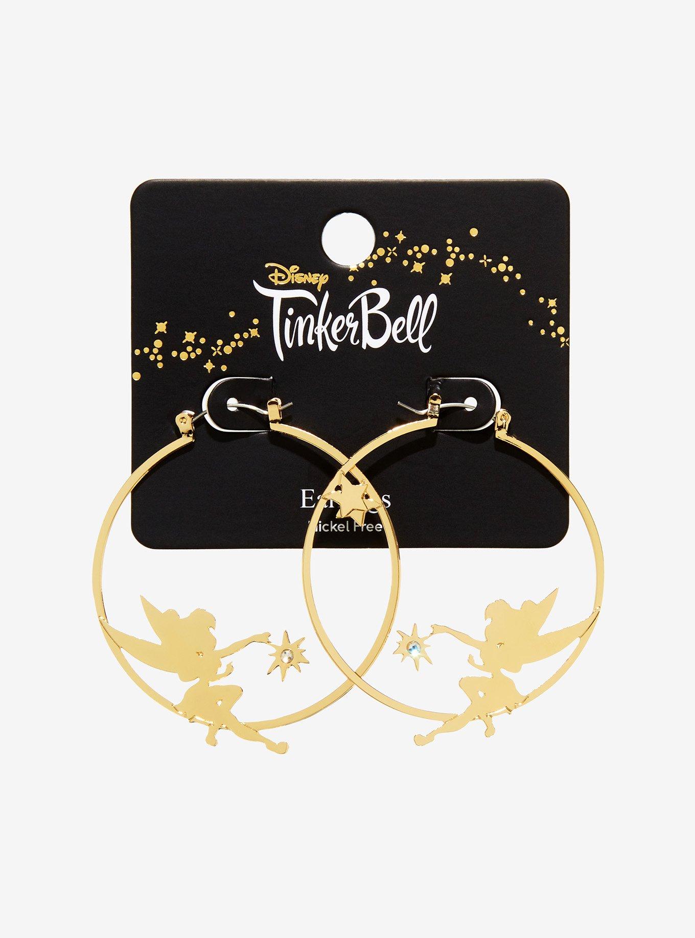 Disney Tinker Bell Silhouette Hoop Earrings, , alternate