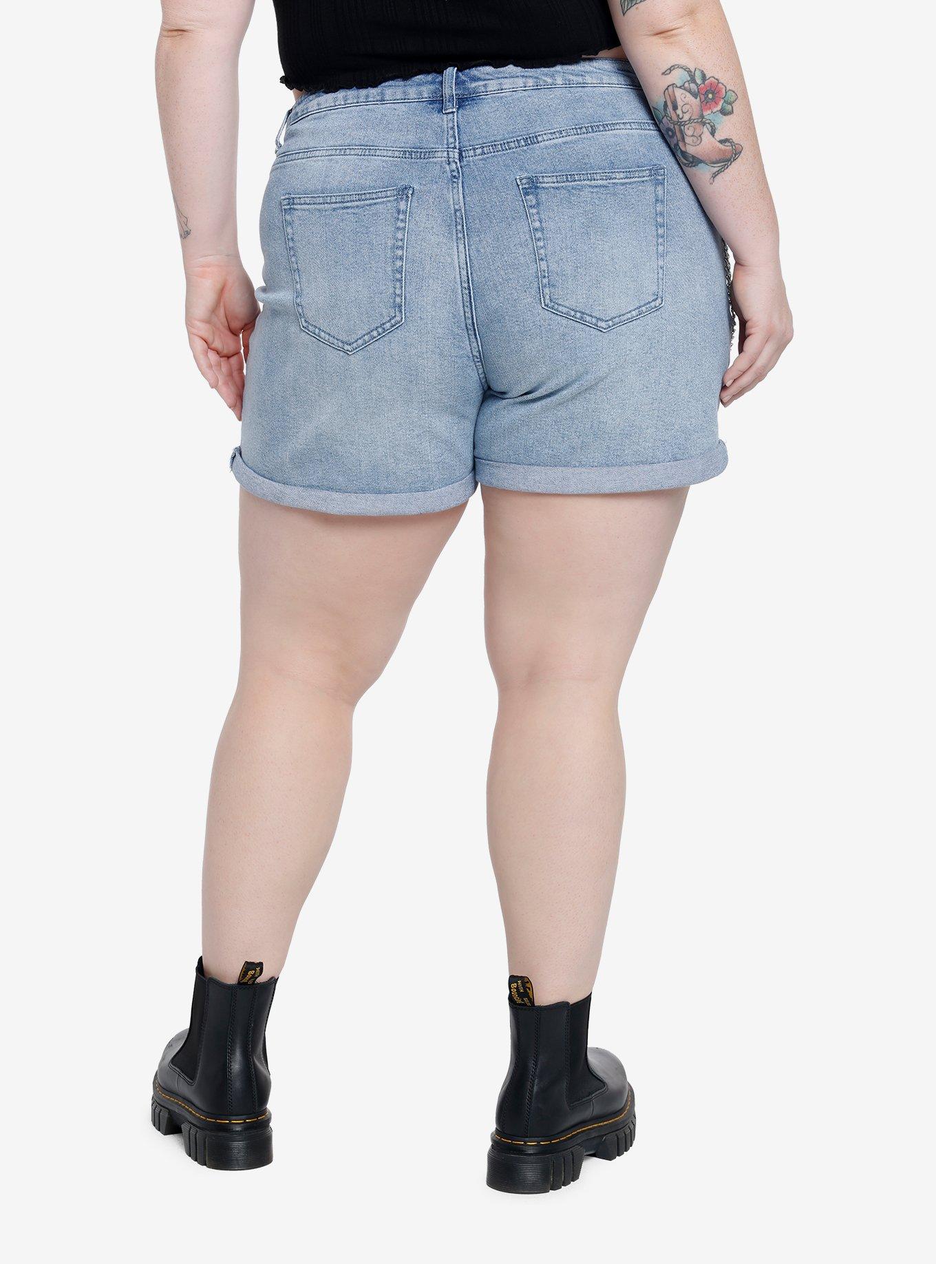 Her Universe Studio Ghibli Spirited Away No-Face Mom Shorts Plus Size, LIGHT INDIGO, alternate