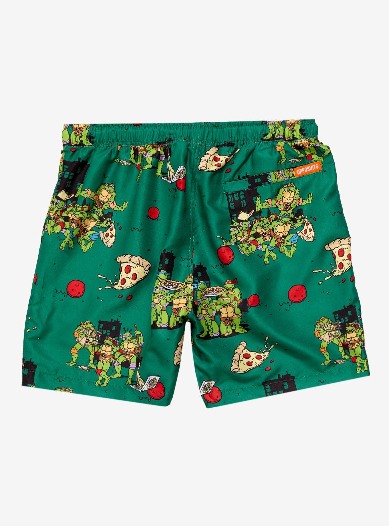 OppoSuits Teenage Mutant Ninja Turtles Pizza Allover Print Shorts, DARK GREEN, alternate