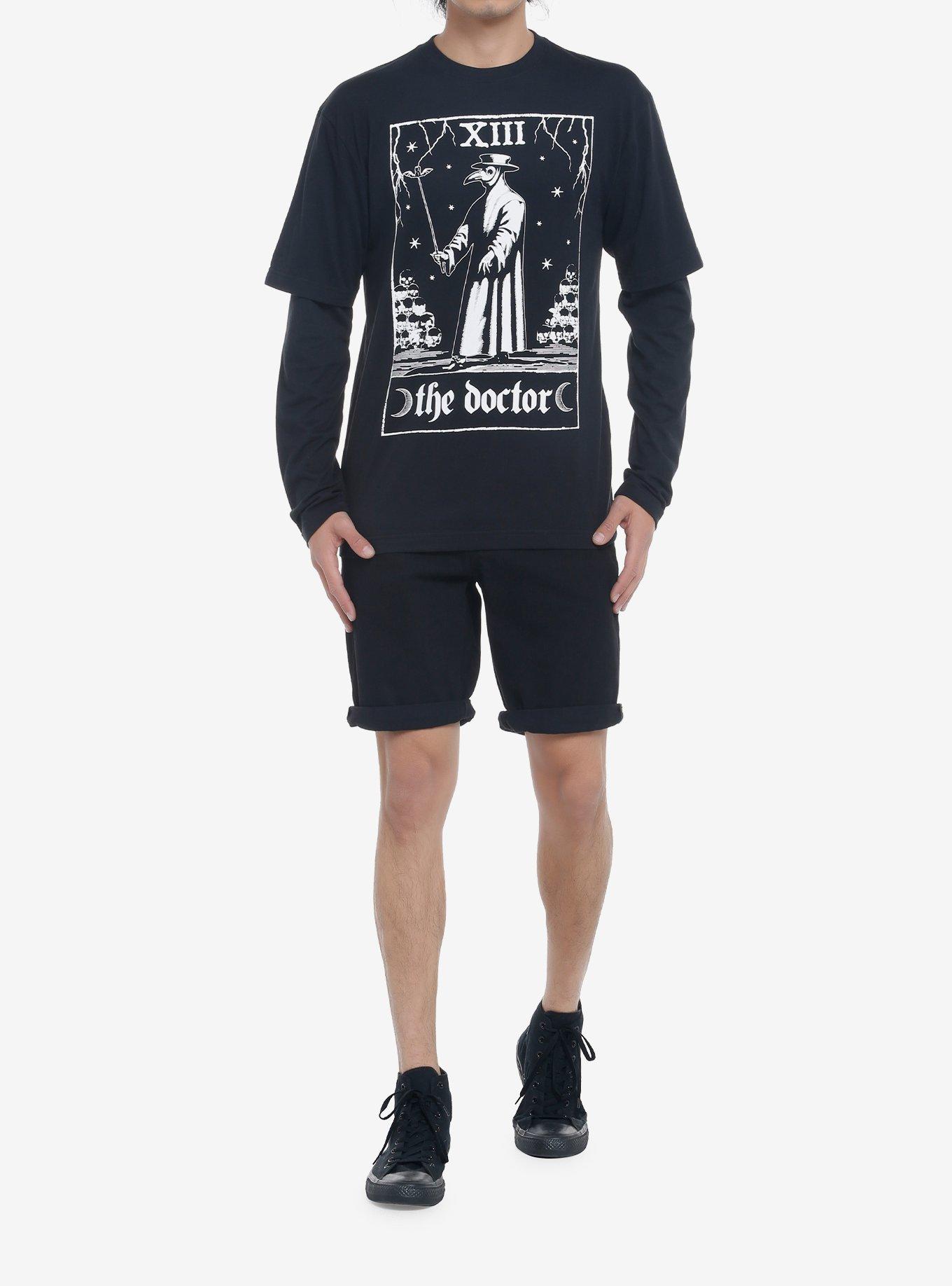 Plague Doctor Twofer Long-Sleeve T-Shirt, BLACK, alternate - view 2