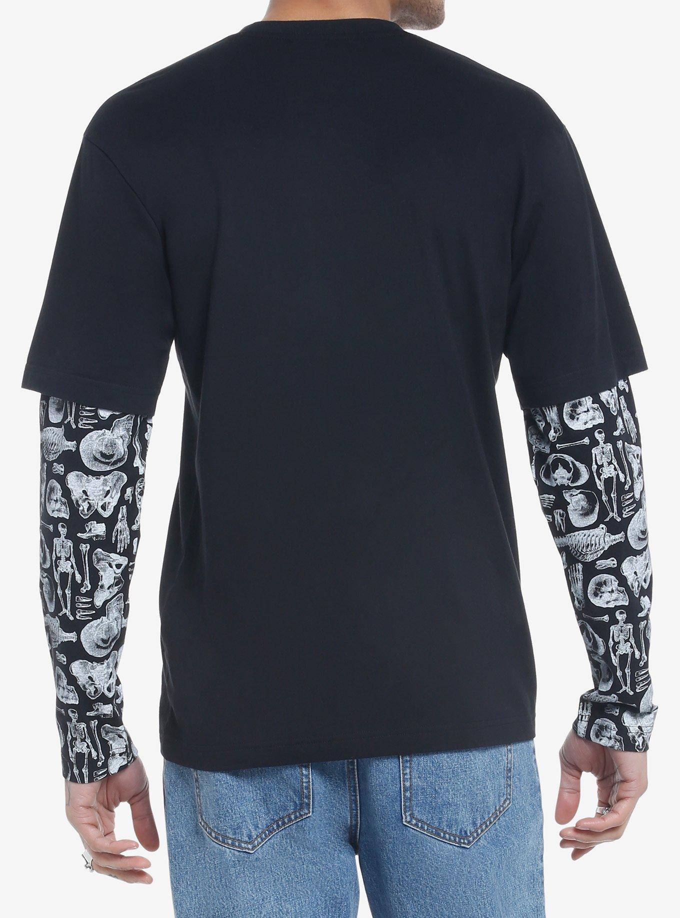 Skeleton Anatomy Twofer Long-Sleeve T-Shirt, BLACK, alternate