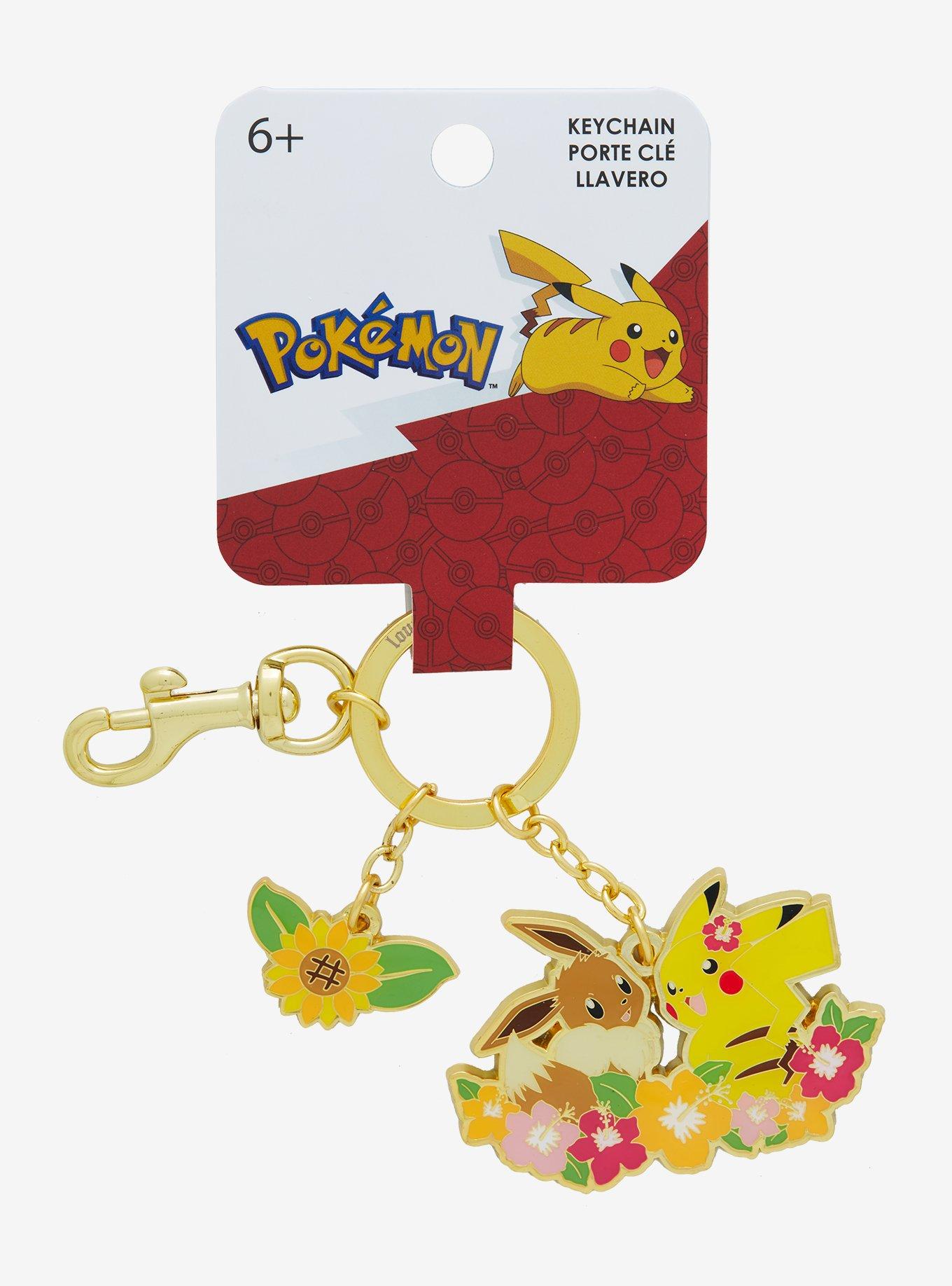 Loungefly Pok&eacute;mon Pikachu & Eevee Floral Keychain - BoxLunch Exclusive, , alternate