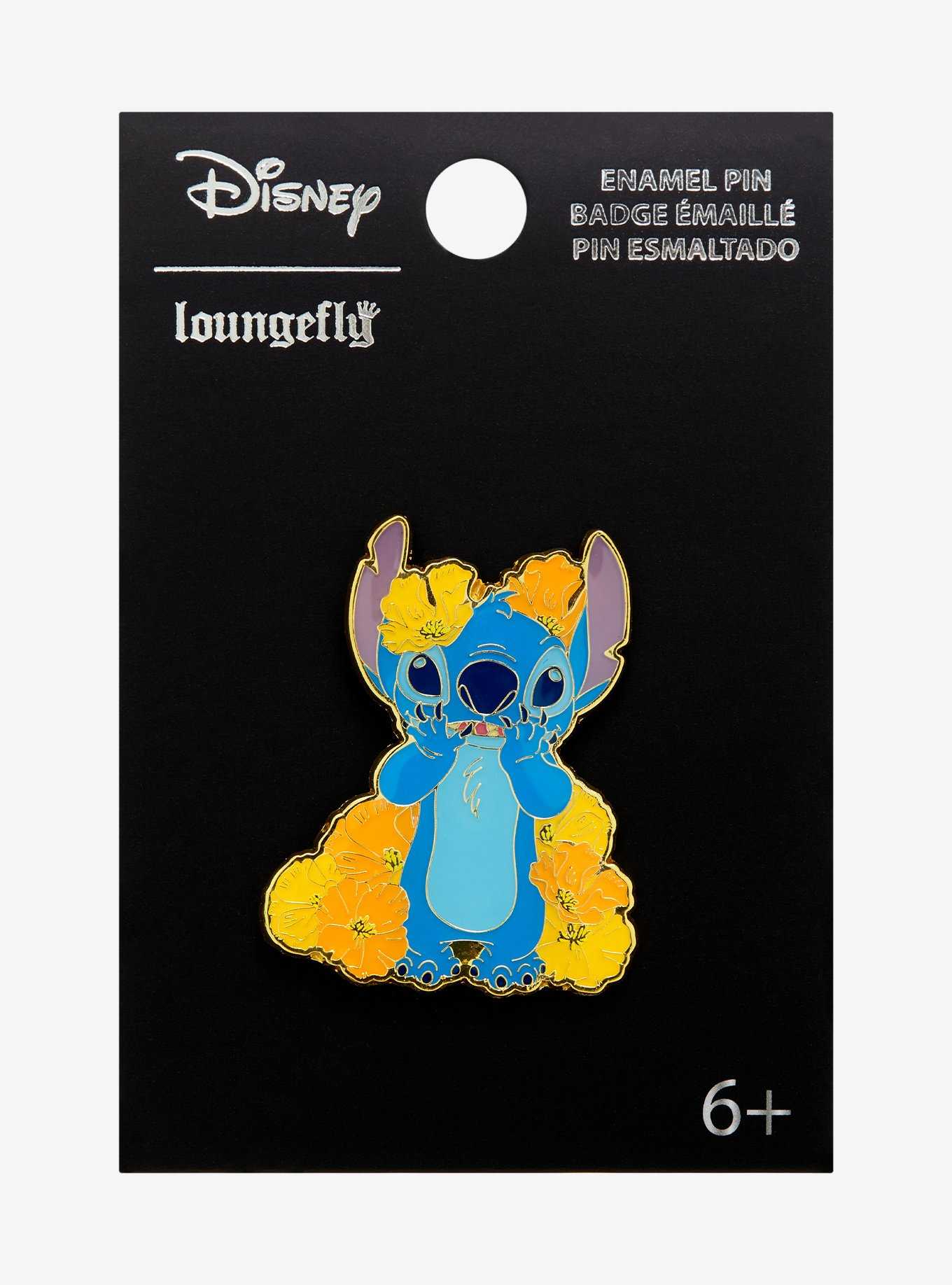Loungefly Disney Lilo & Stitch Happy Stitch & Poppies Enamel Pin - BoxLunch Exclusive, , hi-res