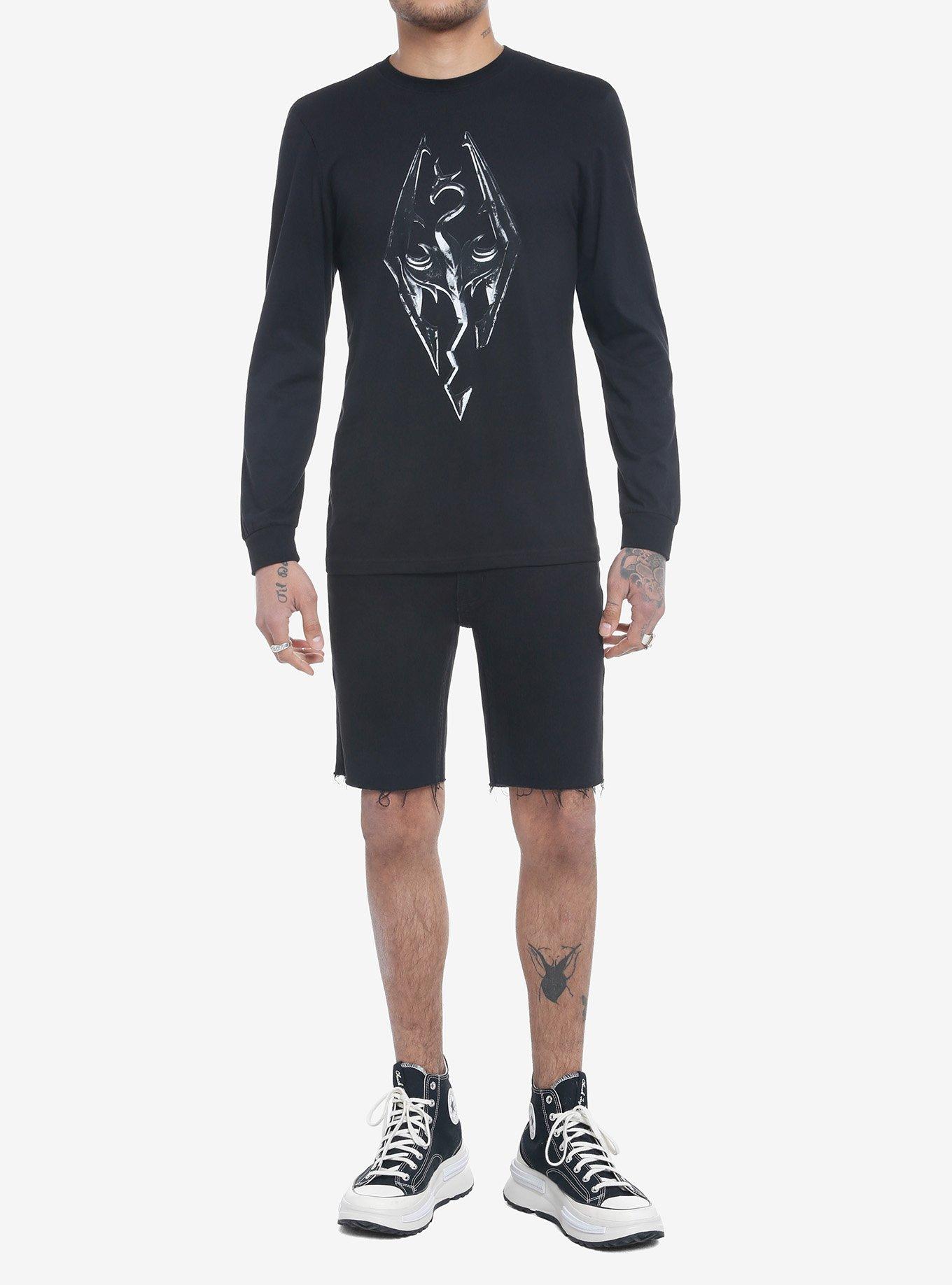 Skyrim Logo Long-Sleeve T-Shirt, BLACK, alternate