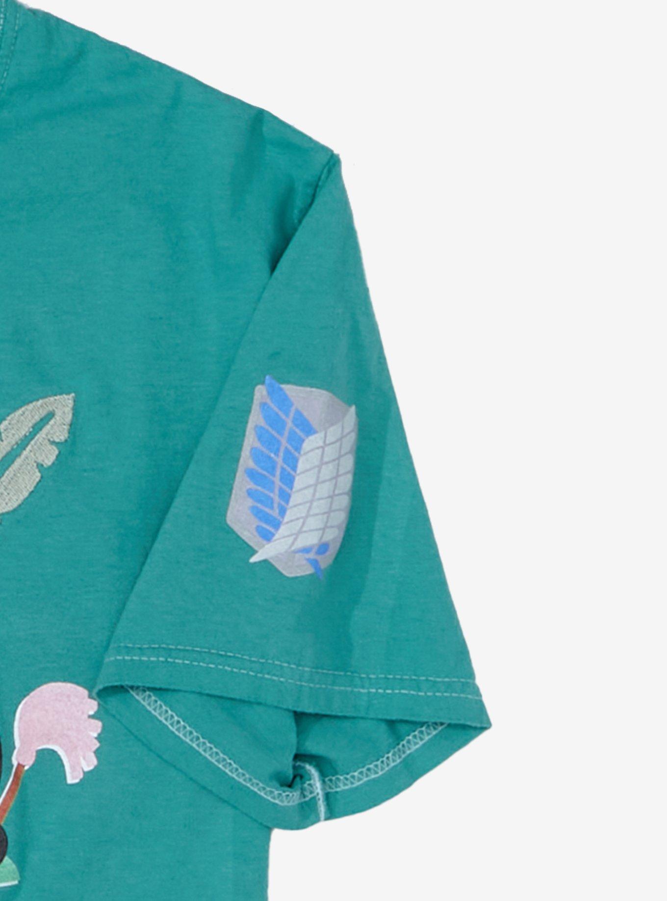 Sanrio Hello Kitty and Friends x Attack on Titan Badtz-Maru & Levi T-Shirt - BoxLunch Exclusive, GREEN, alternate