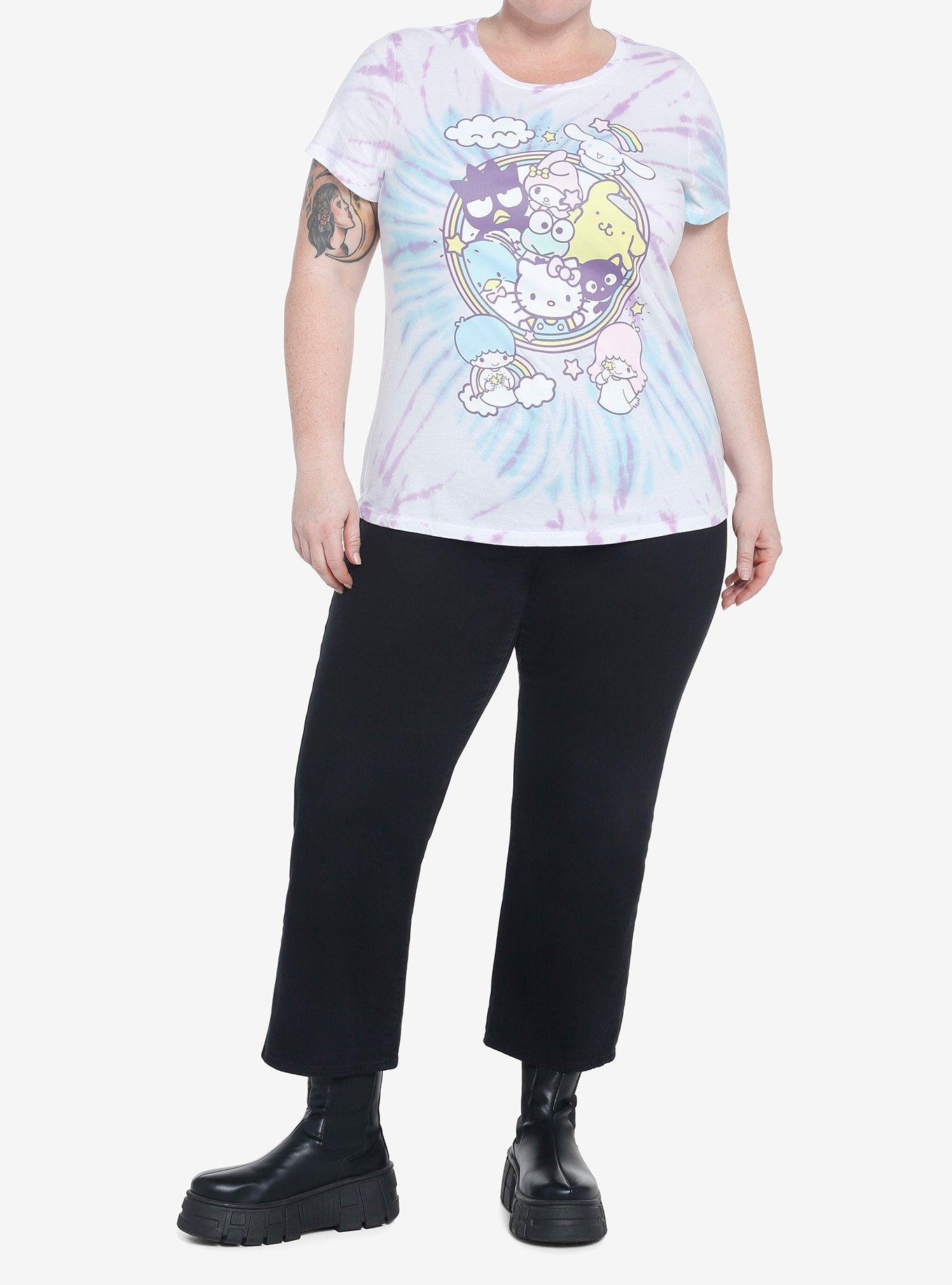Hello Kitty And Friends Pastel Tie-Dye Boyfriend Fit Girls T-Shirt Plus Size, MULTI, alternate