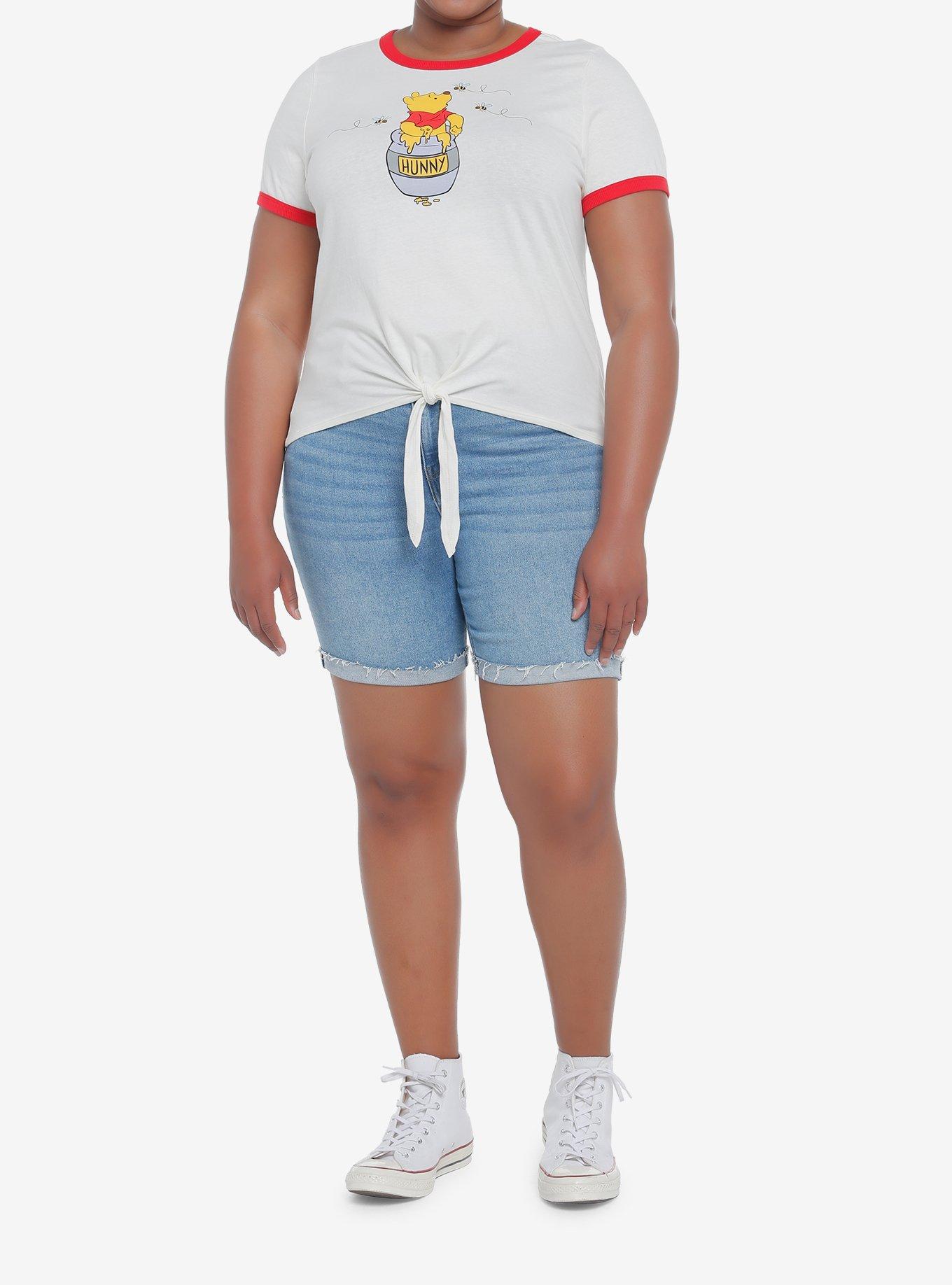 Disney Winnie The Pooh Tie-Front Girls Ringer T-Shirt Plus Size, MULTI, alternate