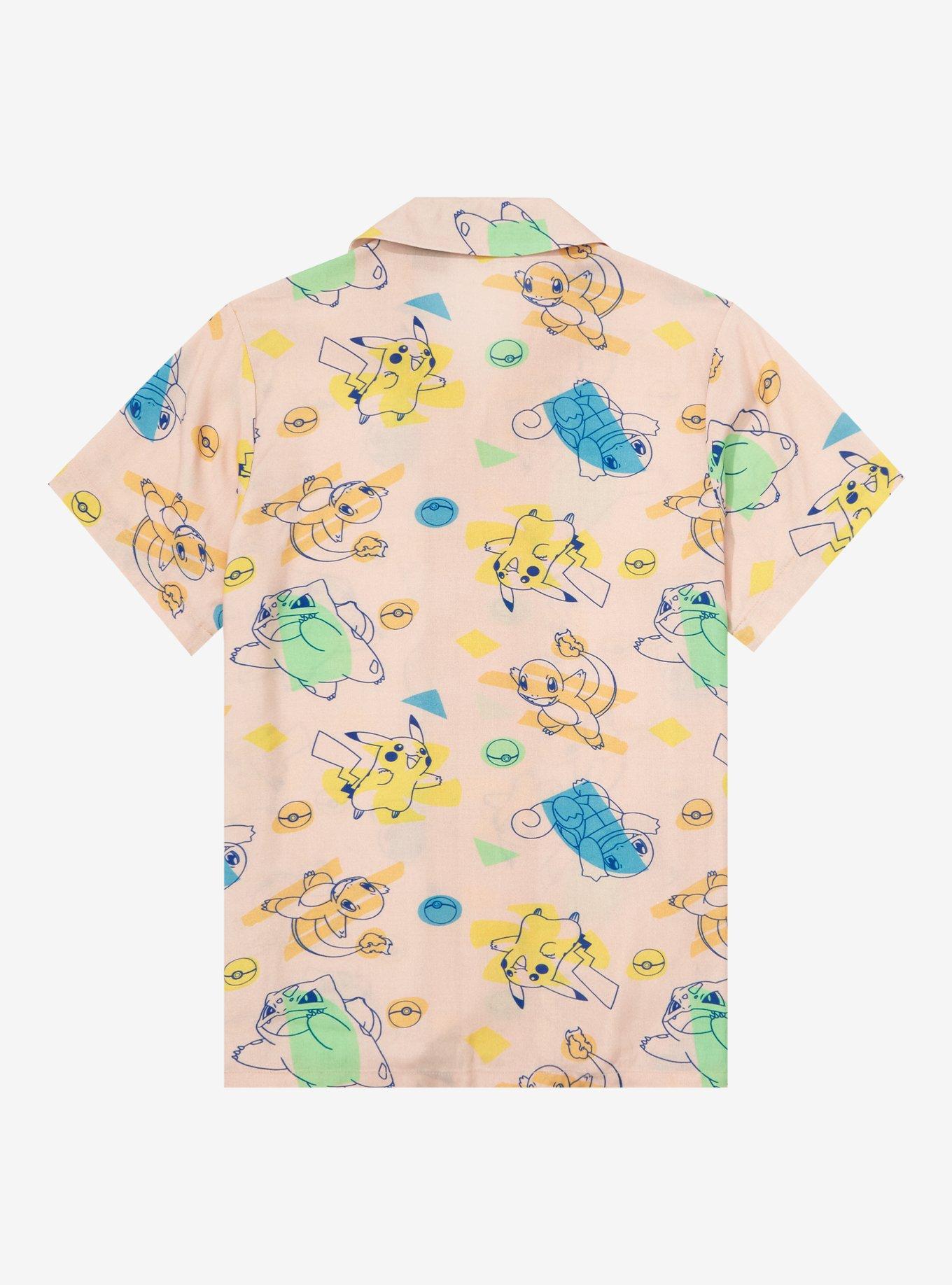 Pok&eacute;mon Colorful Allover Print Youth Woven Button-Up - BoxLunch Exclusive, BEIGE, alternate