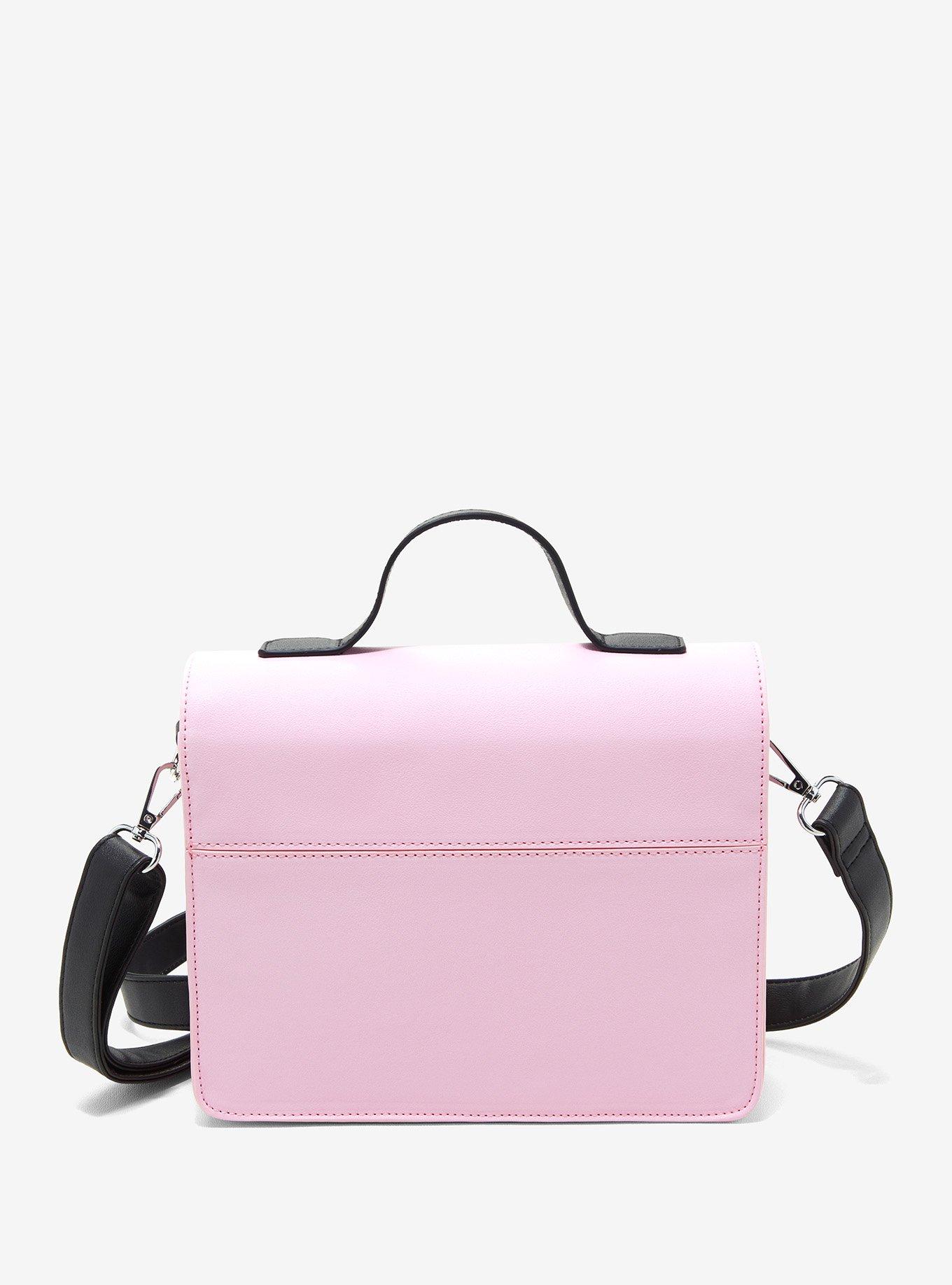 Pink & Black Heart Buckle Crossbody Bag