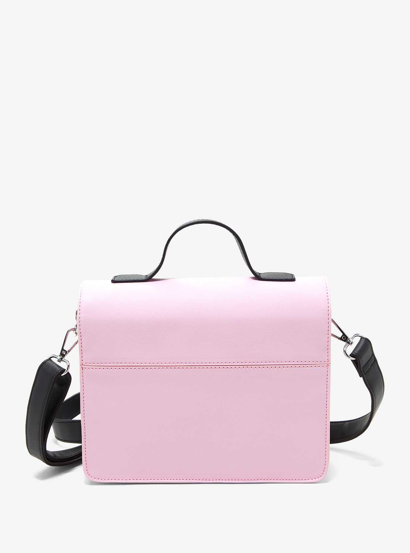 Pink & Black Heart Buckle Crossbody Bag, , hi-res