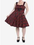 Black & Red Brocade Lace Trim Dress Plus Size, MULTI, alternate