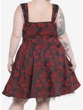Black & Red Brocade Lace Trim Dress Plus Size, MULTI, alternate
