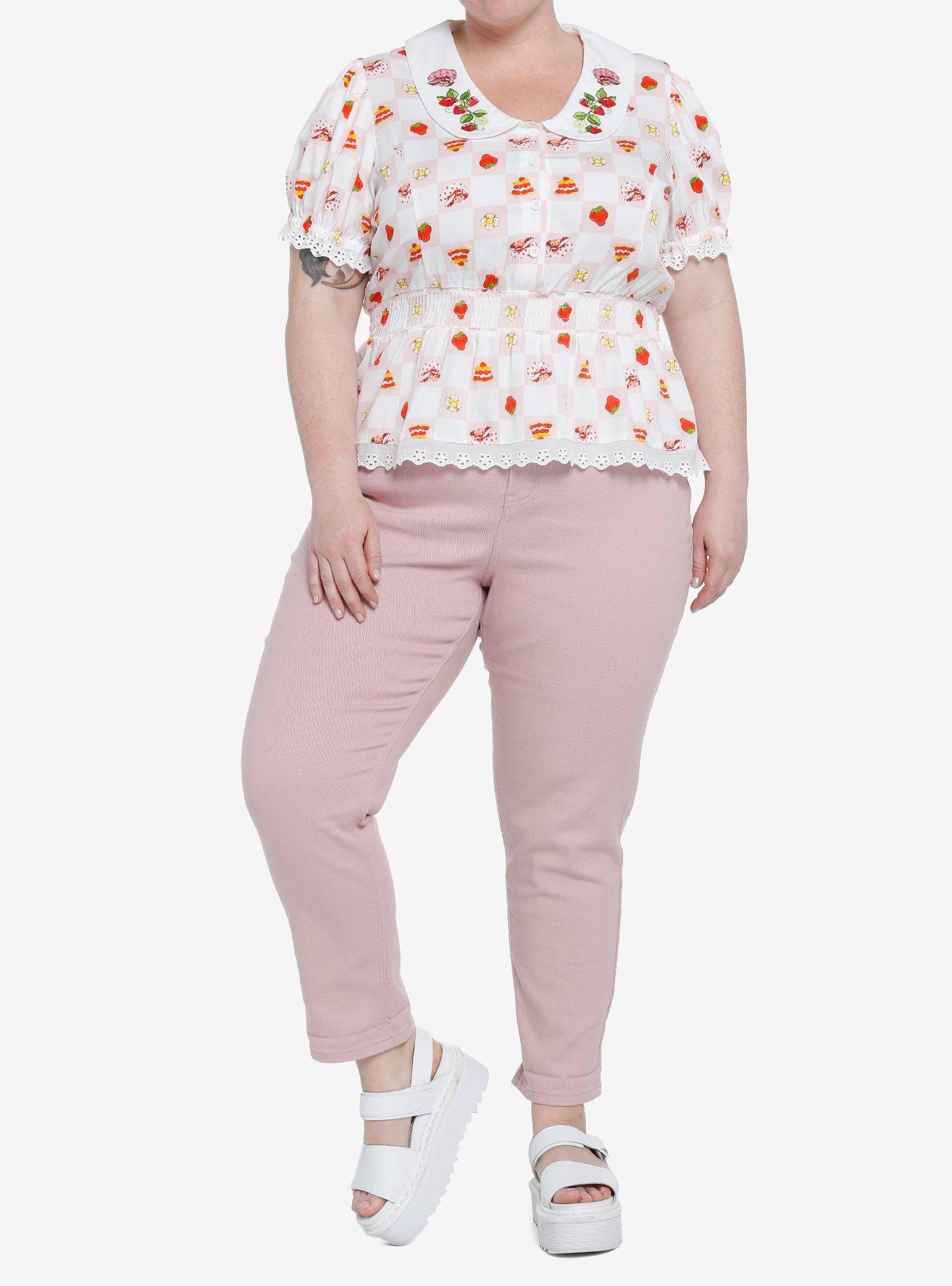 Strawberry Shortcake Embroidered Girls Woven Top Plus Size, MULTI, alternate