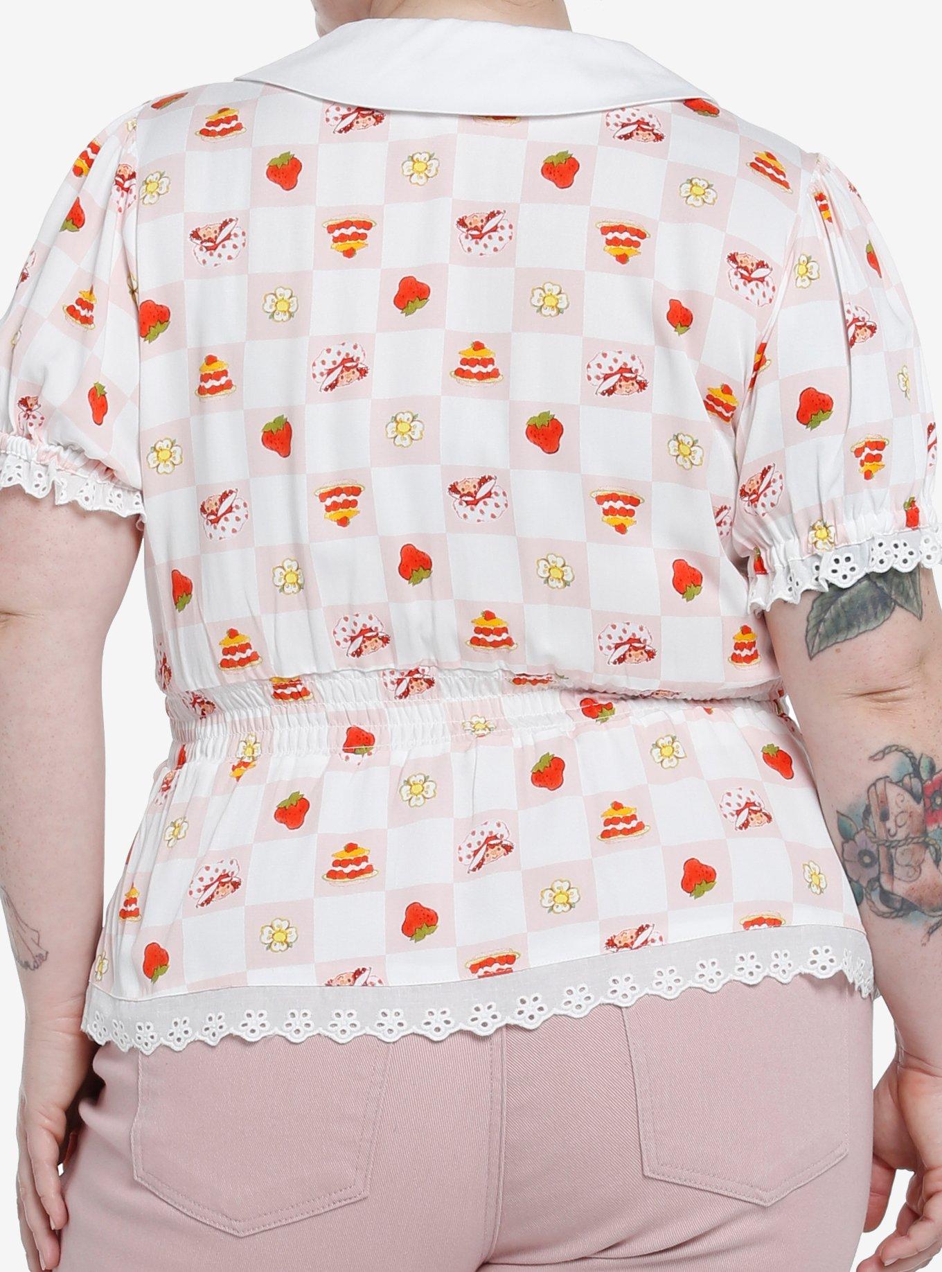 Strawberry Shortcake Embroidered Girls Woven Top Plus Size, MULTI, alternate