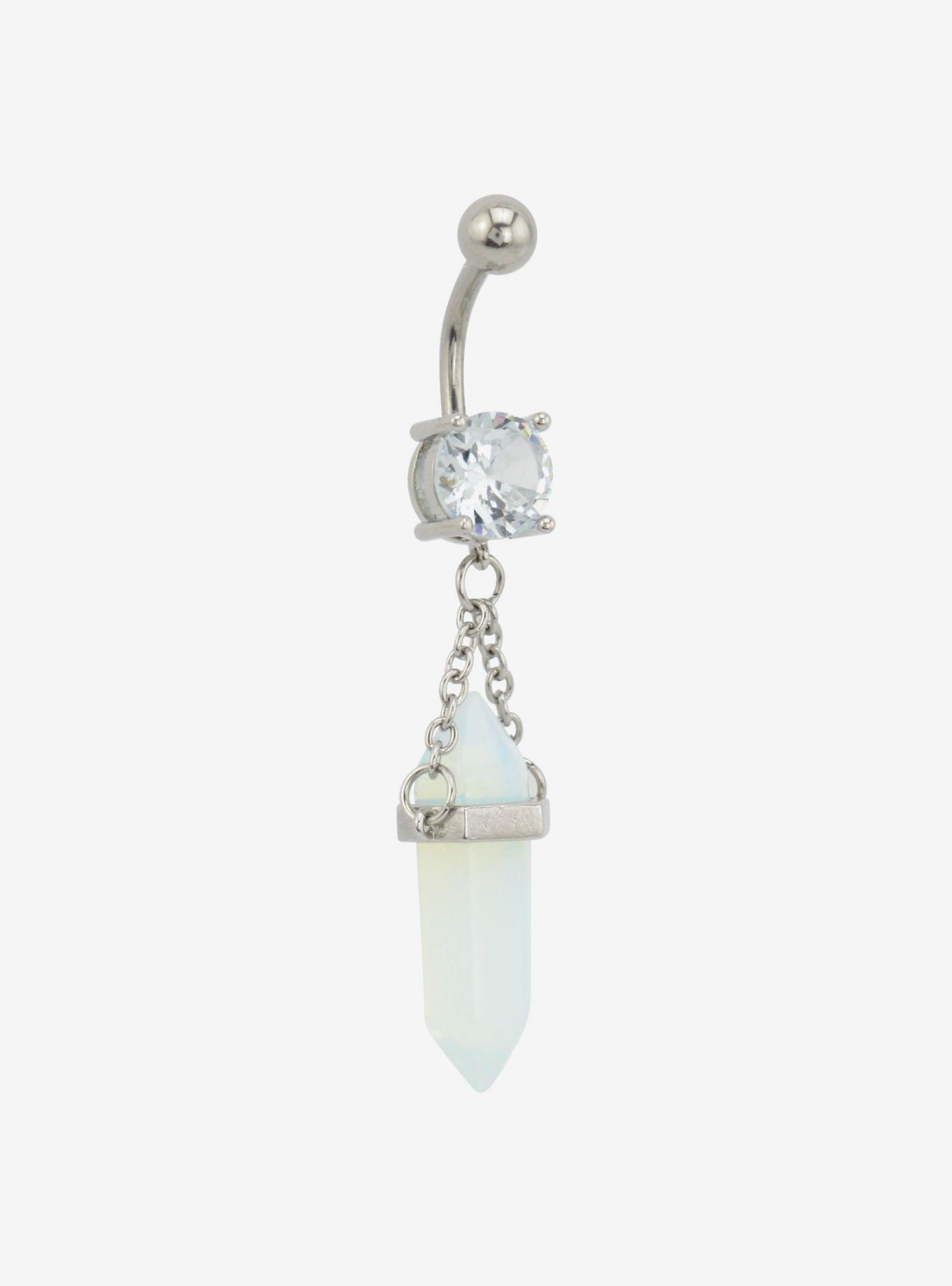 14G Steel Crystal Gem Navel Barbell, , alternate