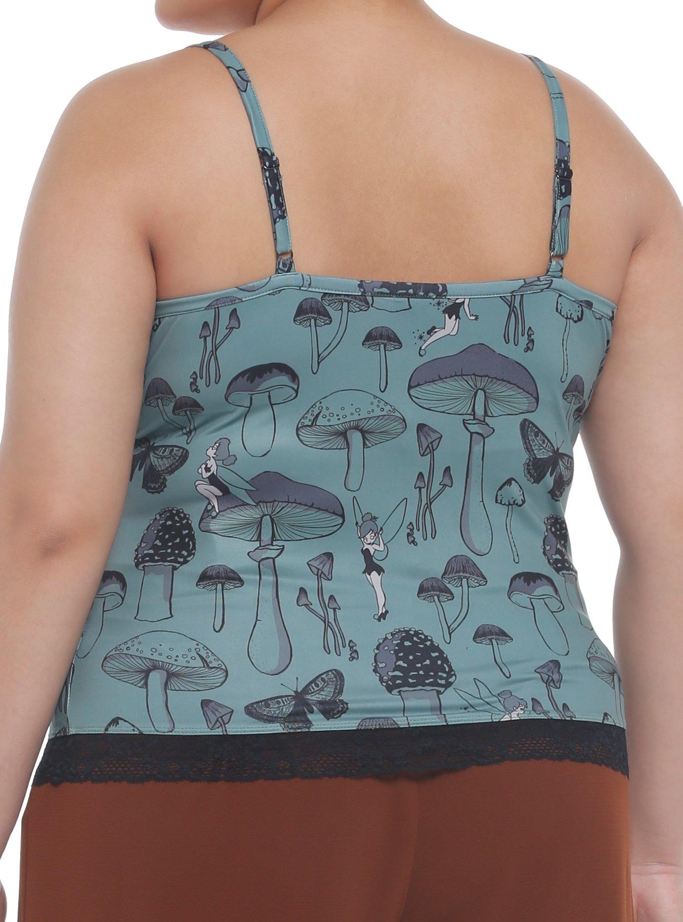 Disney Peter Pan Tinker Bell Mushroom Lace-Up Cami Plus Size, DARK GREEN, alternate
