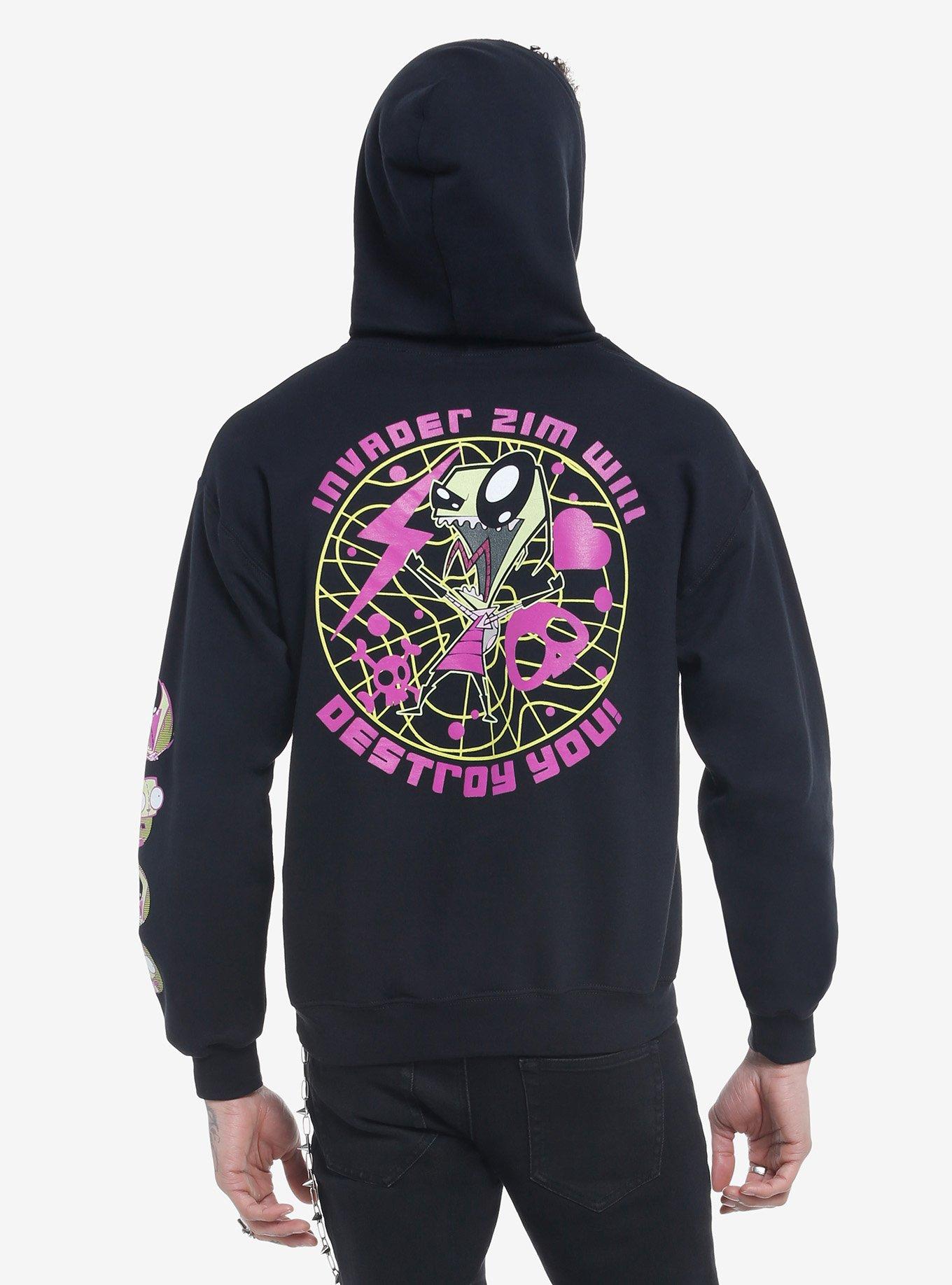 Invader Zim Destroy You Hoodie, BLACK, alternate