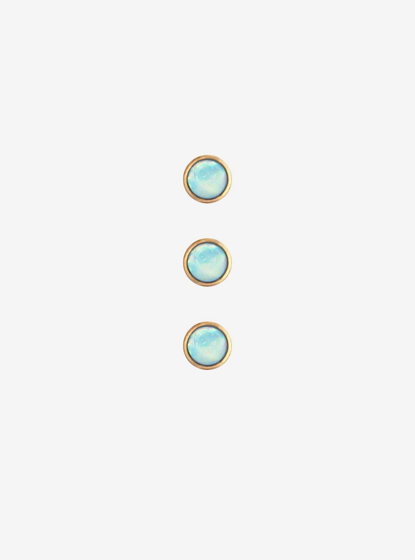 Steel Gold Blue Opal Nose Stud 3 Pack, GOLD, alternate