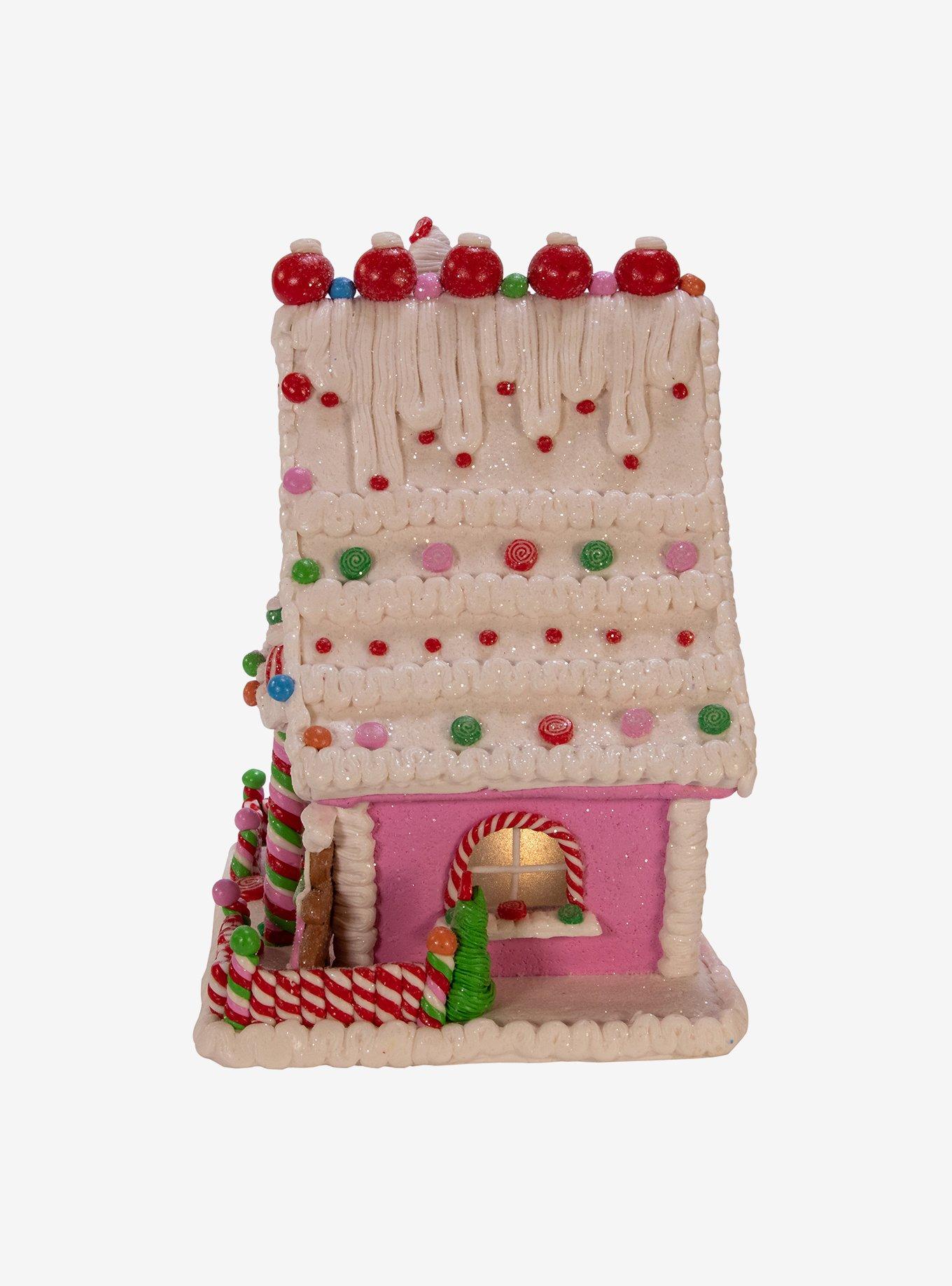 Kurt Adler Pink Candy LED Gingerbread House Figure, , alternate