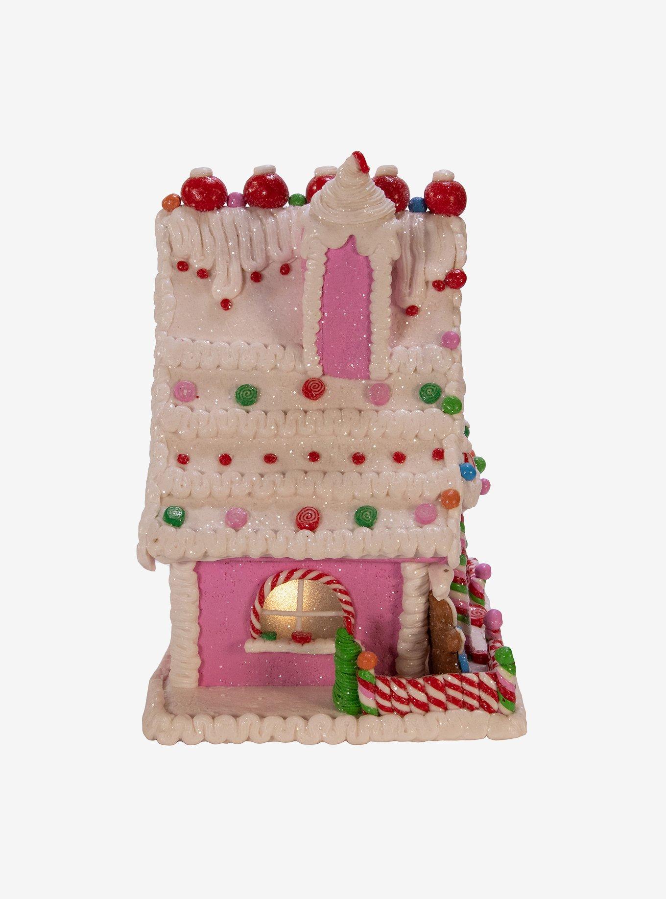 Kurt Adler Pink Candy LED Gingerbread House Figure, , alternate