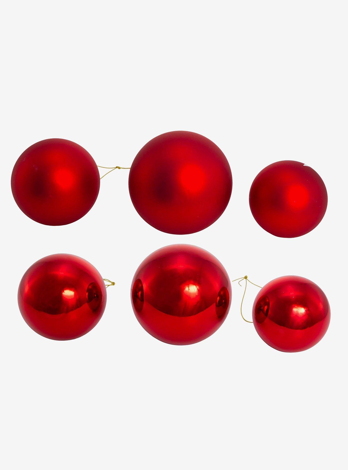 Kurt Adler Shiny and Matte Red Glass Ball Ornaments Set, , alternate