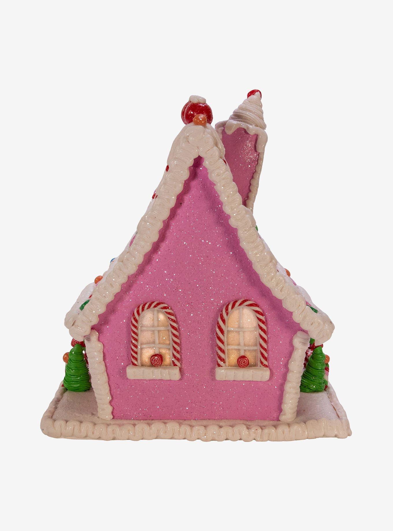 Kurt Adler Pink Candy LED Gingerbread House Figure, , alternate