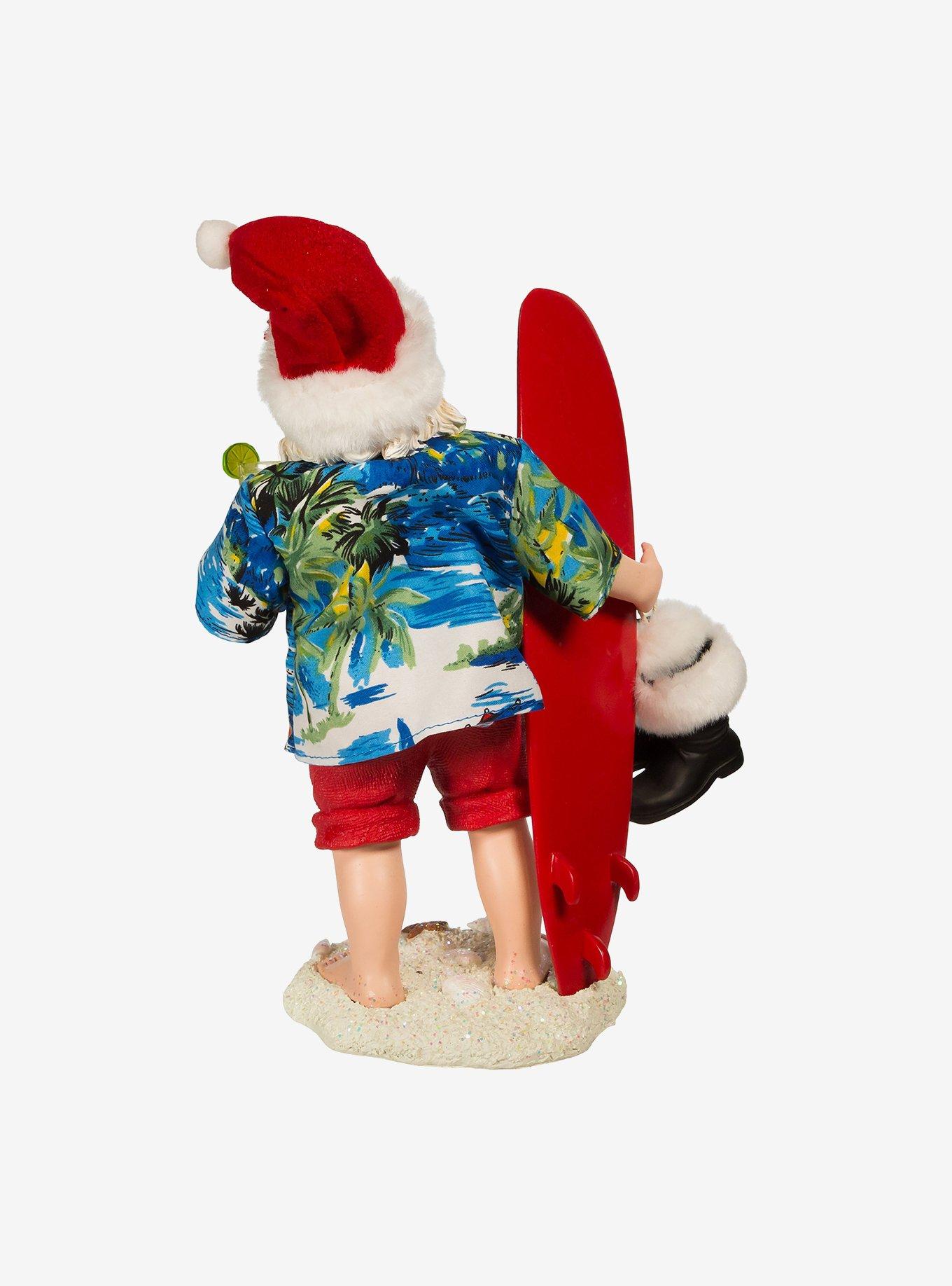 Kurt Adler Fabriche Santa with Surfboard and Drink Figure, , alternate