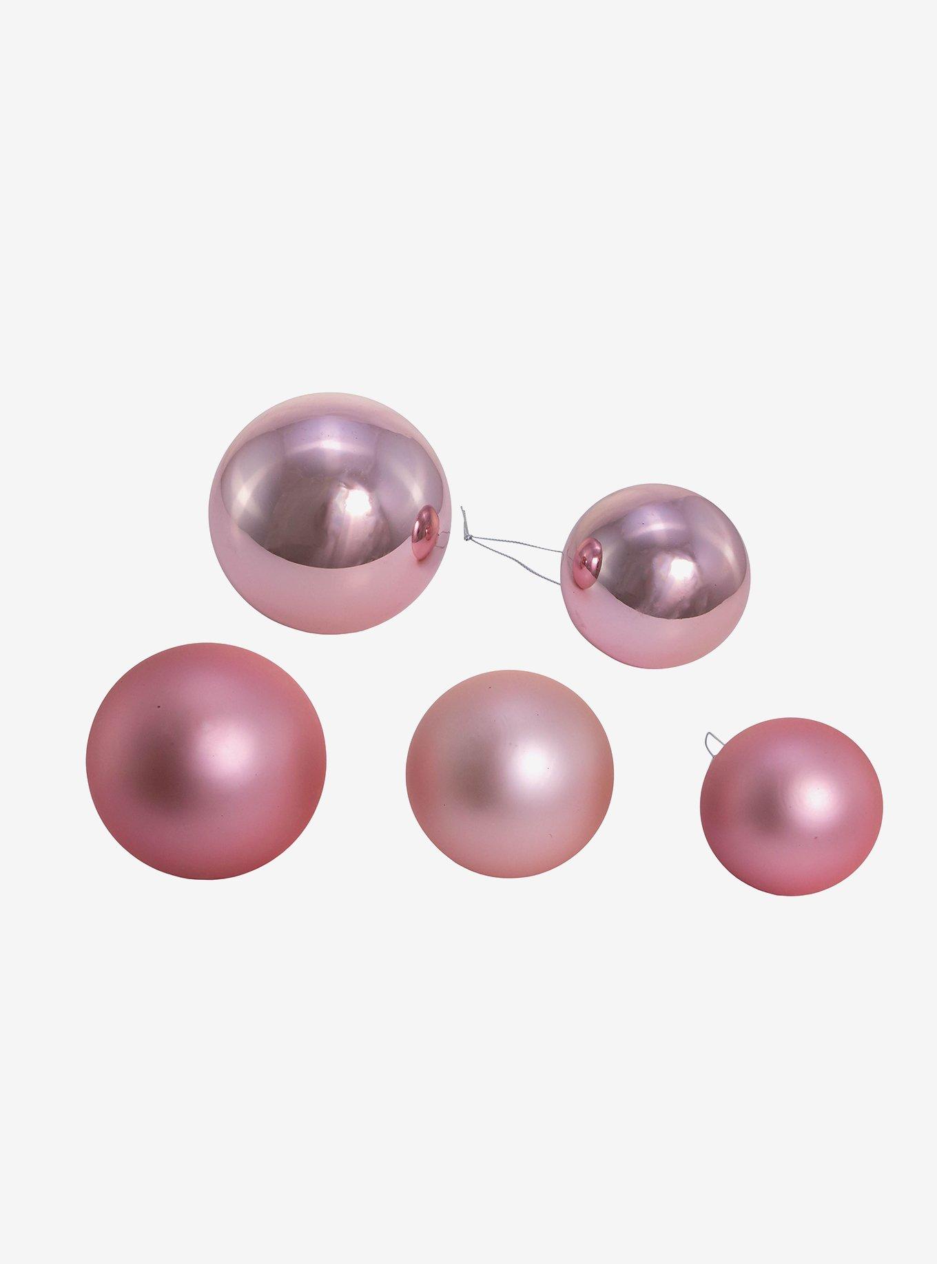 Kurt Adler Shiny and Matte Pink Glass Ball Ornaments Set, , alternate