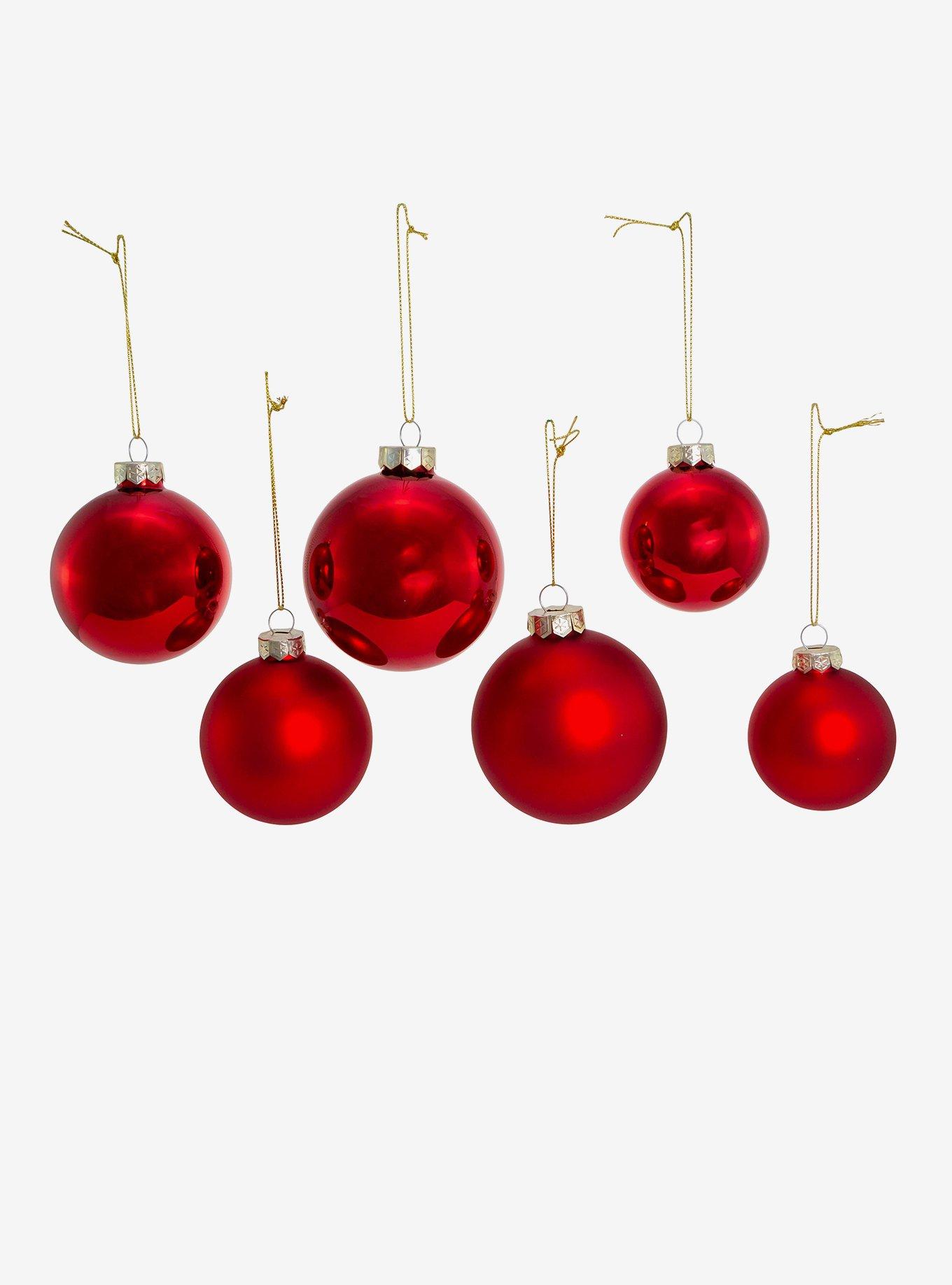 Kurt Adler Shiny and Matte Red Glass Ball Ornaments Set, , hi-res