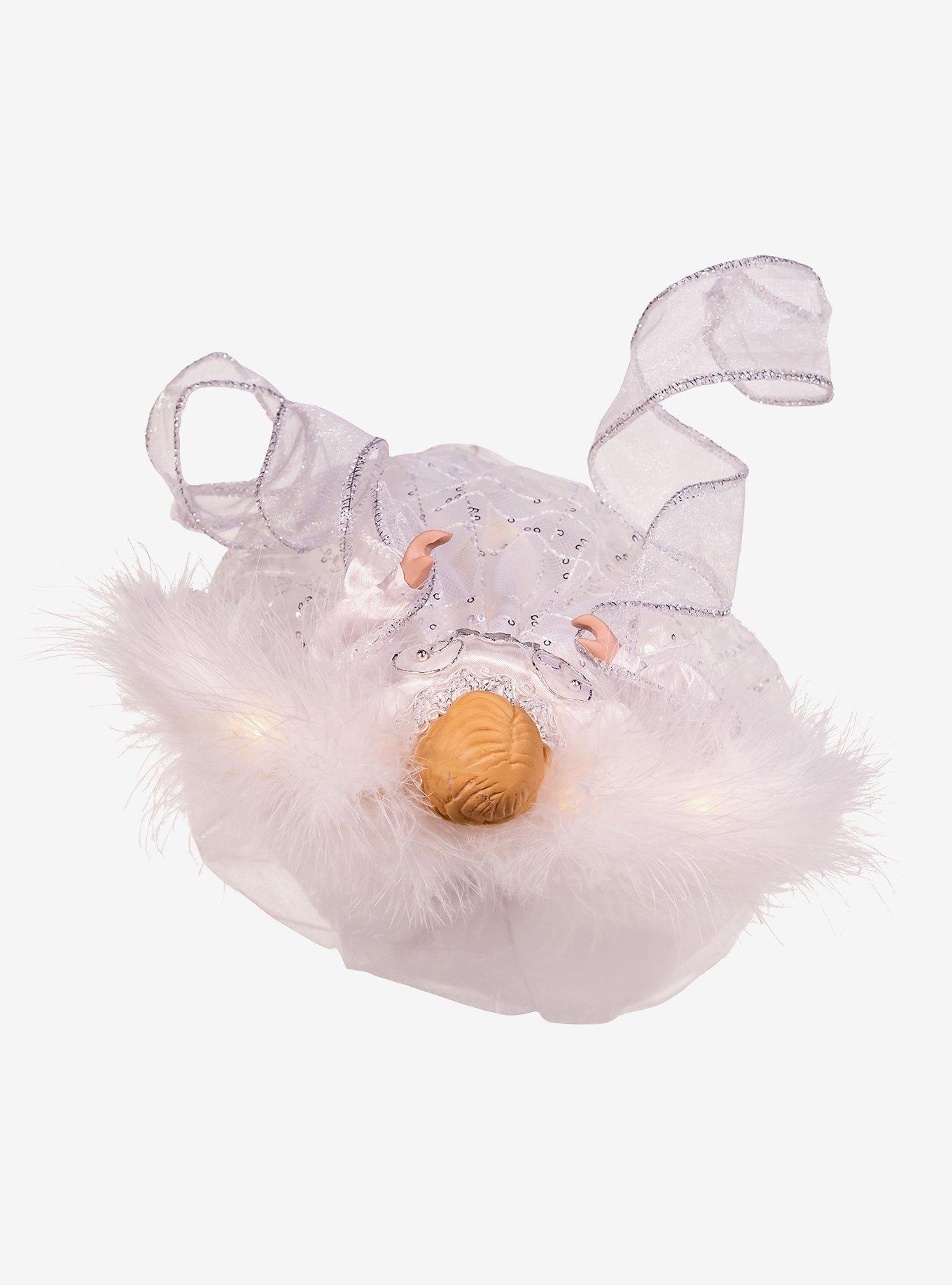 Kurt Adler Silver and White Fairy Lighted Angel Tree Topper