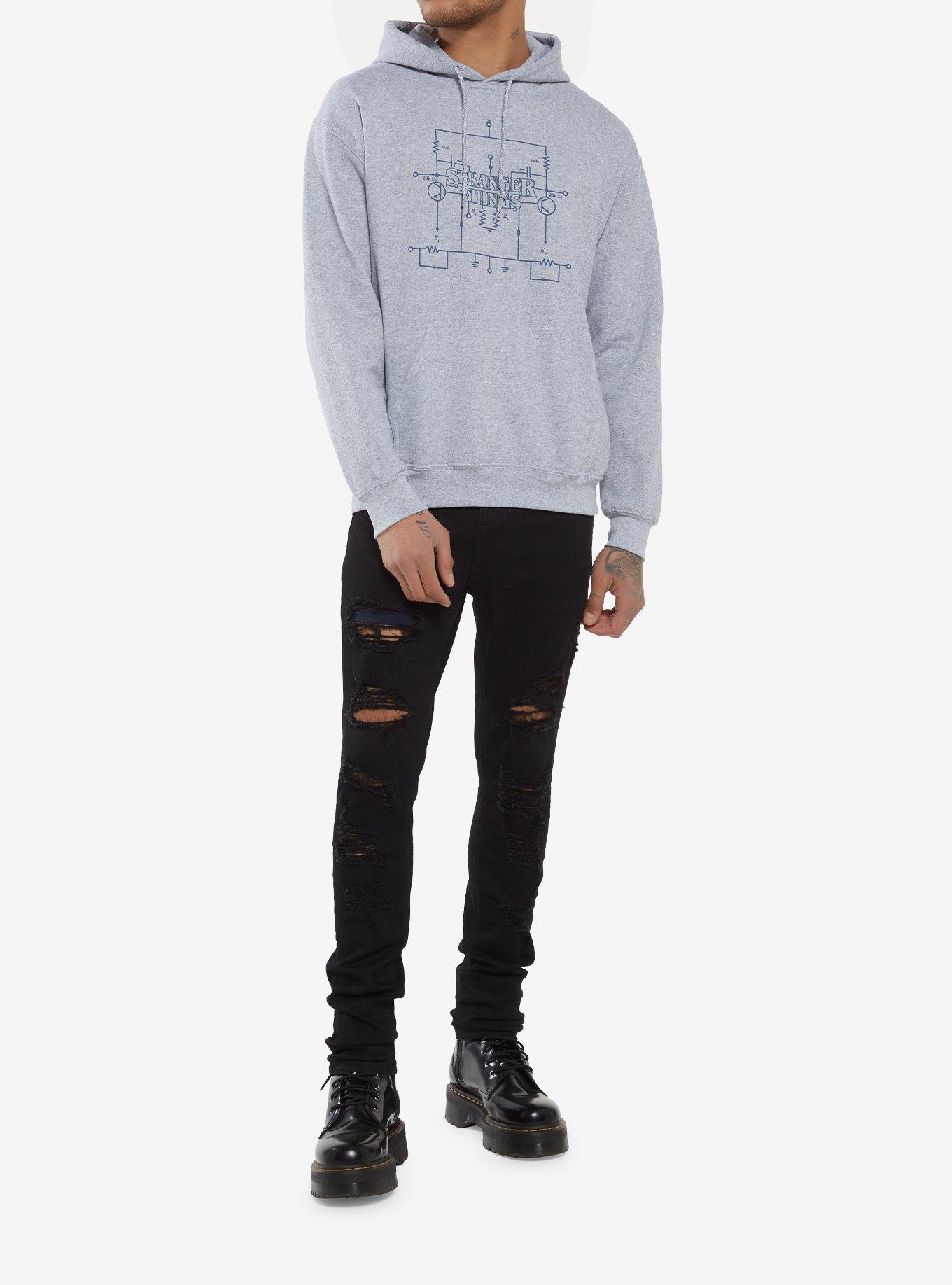 Stranger Things Dustin Circuit Board Hoodie, GREY, alternate