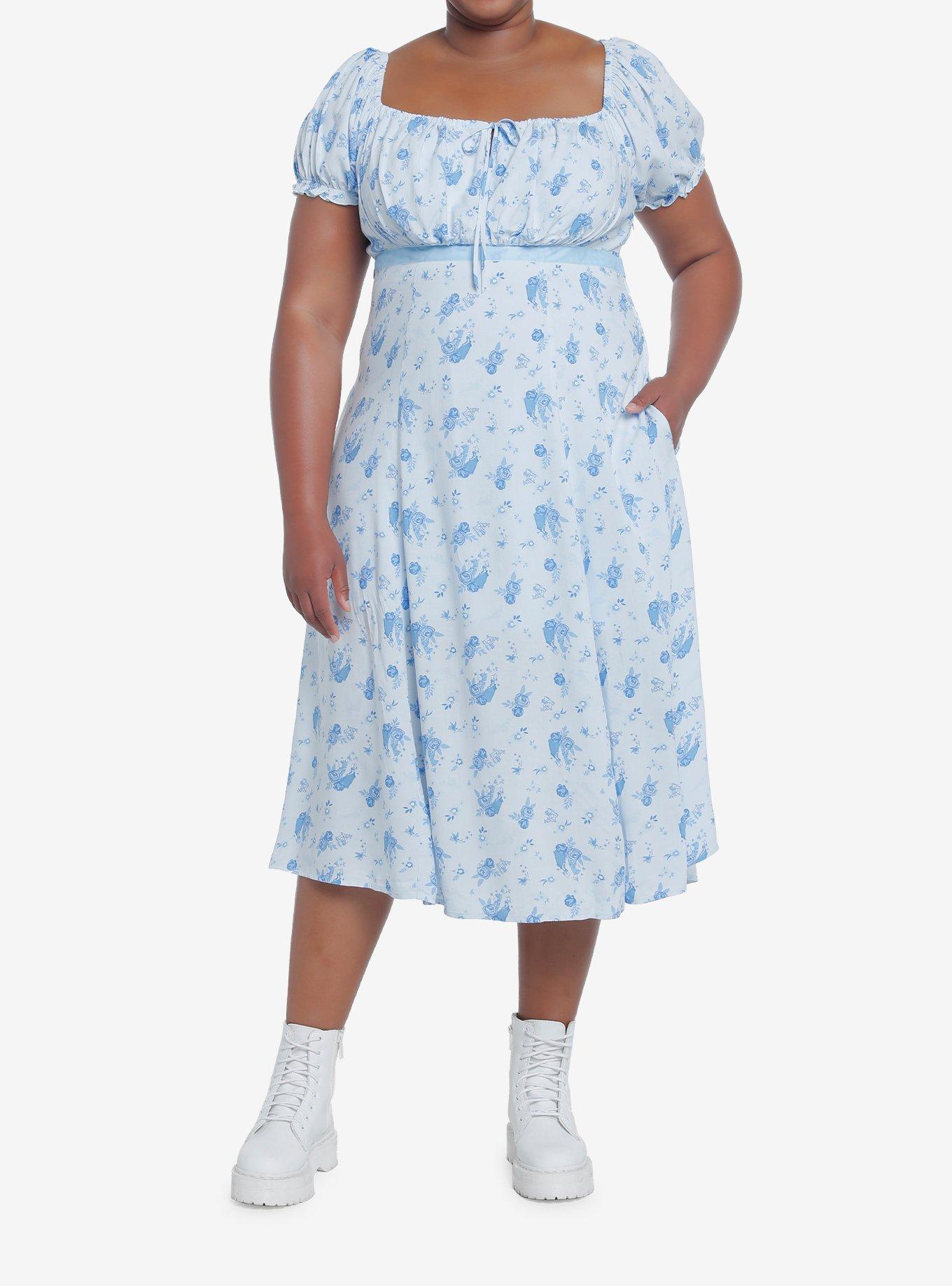 Disney Peter Pan Wendy Floral Midi Dress Plus Size, BLUE, alternate