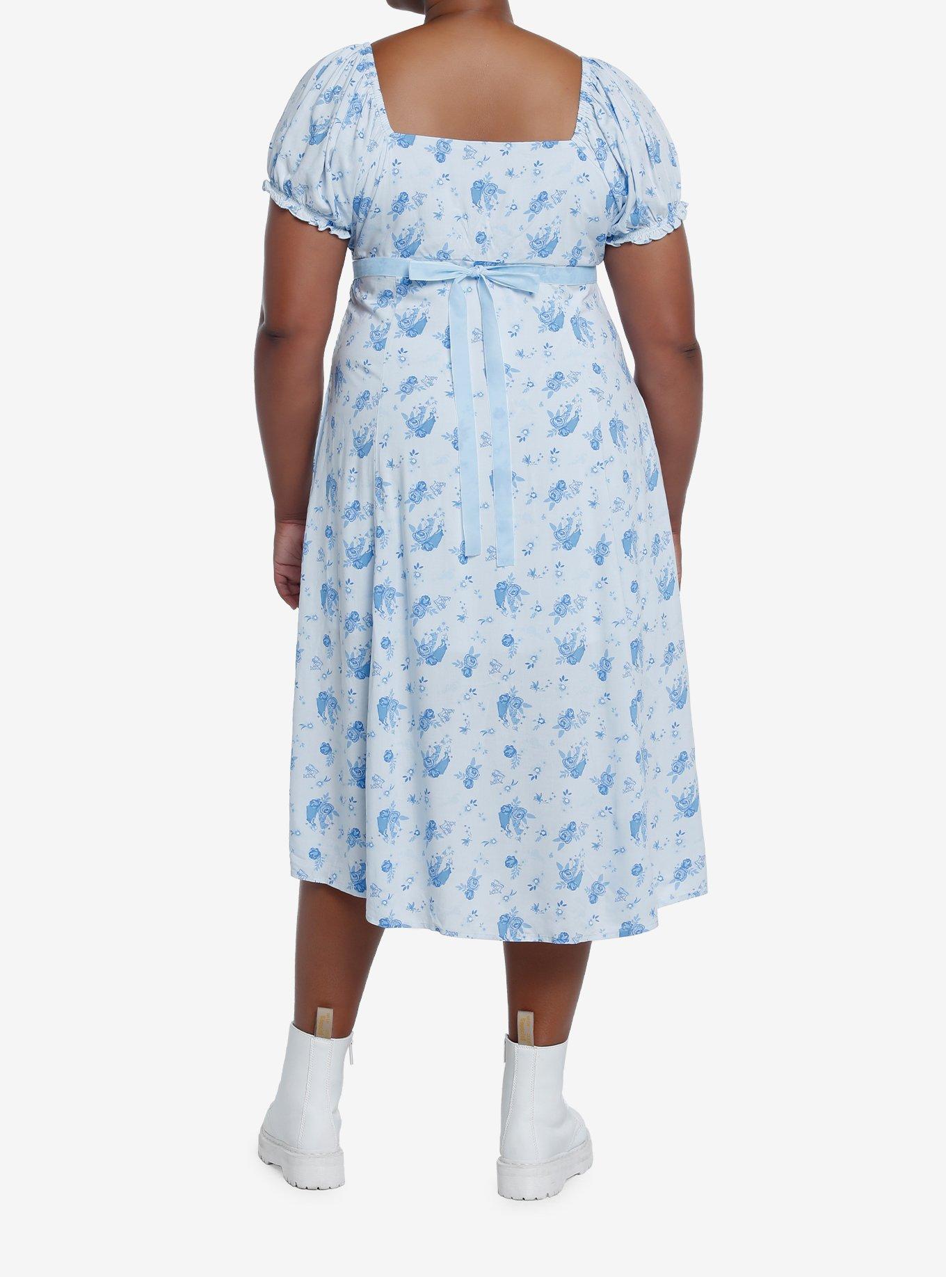 Disney Peter Pan Wendy Floral Midi Dress Plus Size, BLUE, alternate