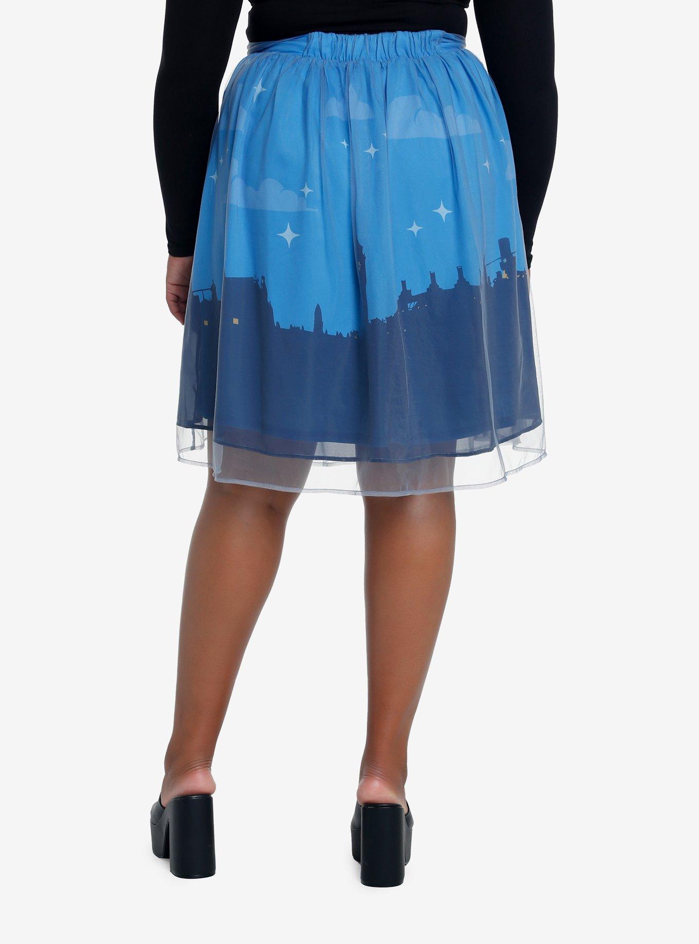 Disney Peter Pan Night Sky Lace-Up Skirt Plus Size, BLUE, alternate - view 2