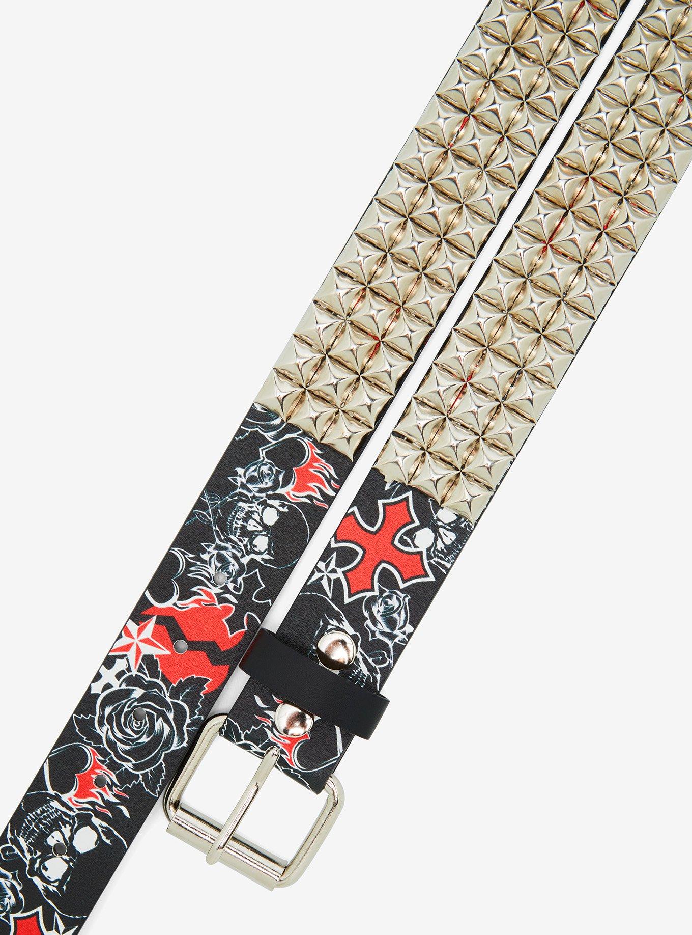 Biker Icons Three Row Pyramid Belt, , hi-res