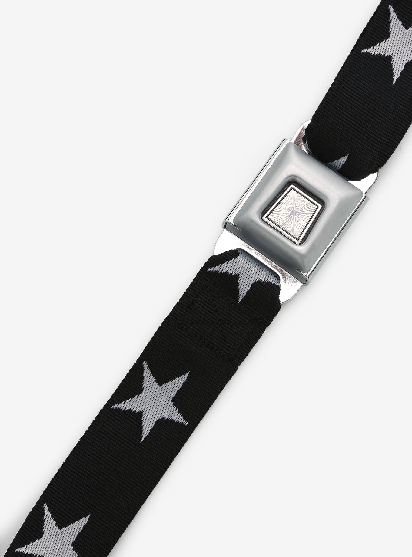 Buckle-Down Black & White Stars Seat Belt Belt, , alternate