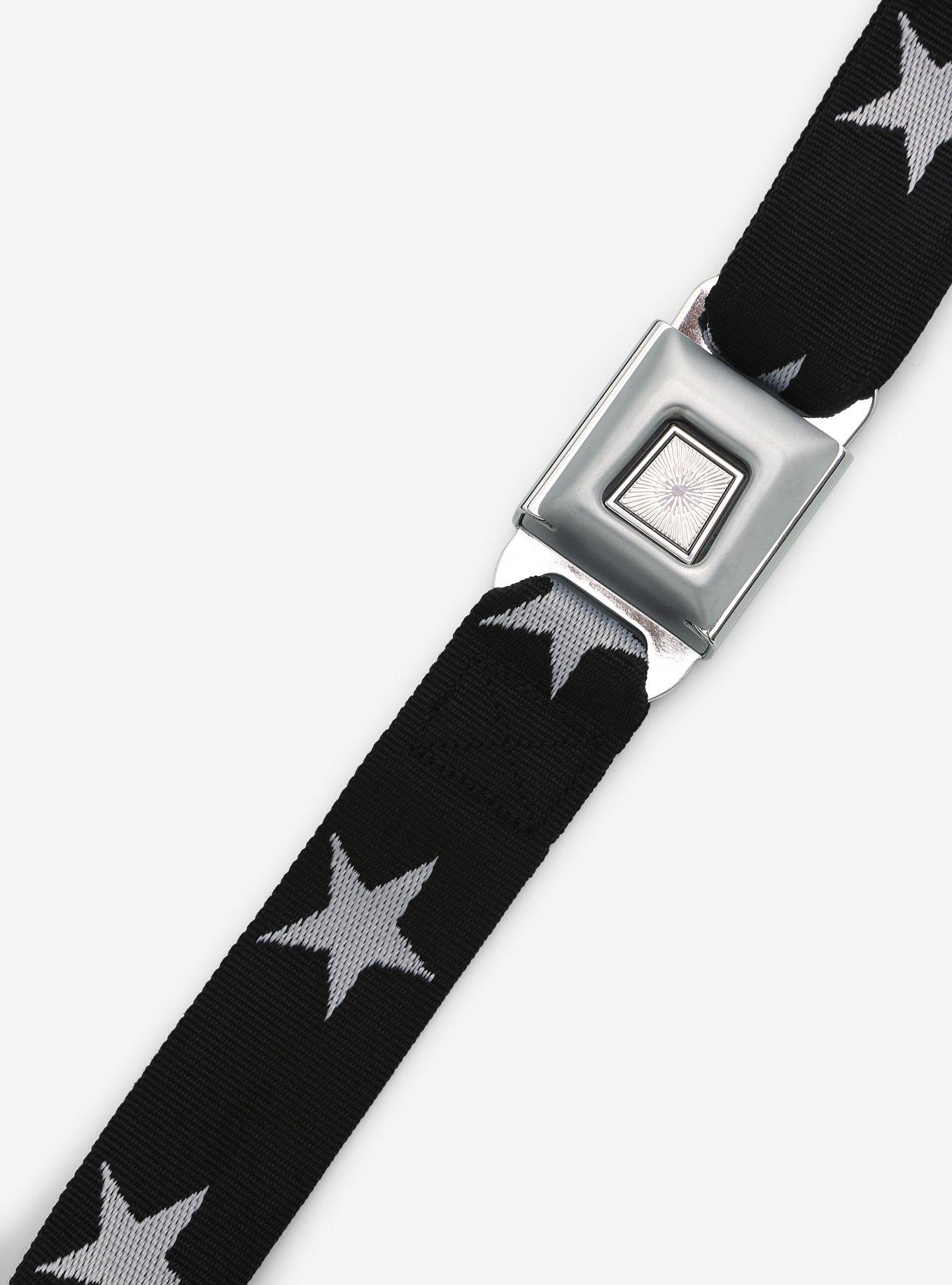 Buckle-Down Black & White Stars Seat Belt Belt, , hi-res